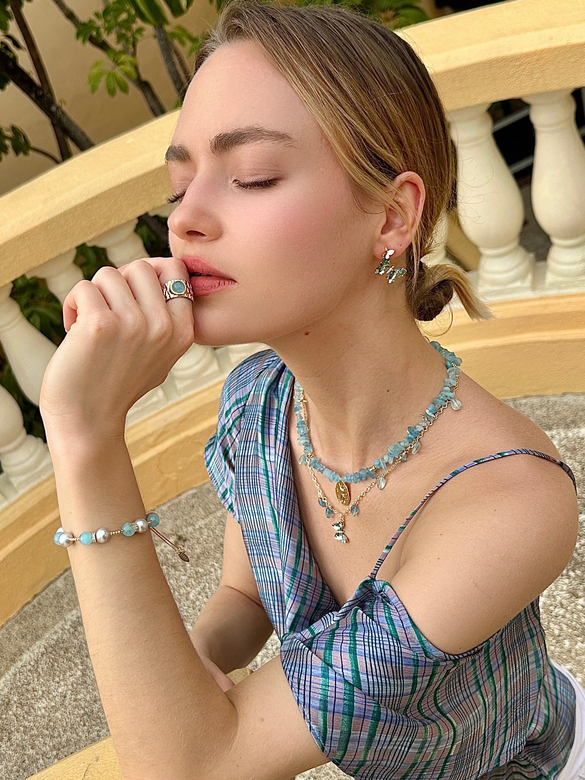 Blue Butterfly Pendant Necklace with Genuine Aquamarine Charms - Elegant Jewelry Gift for Women | Perfect for Weddings, Anniversaries & Special Occasions