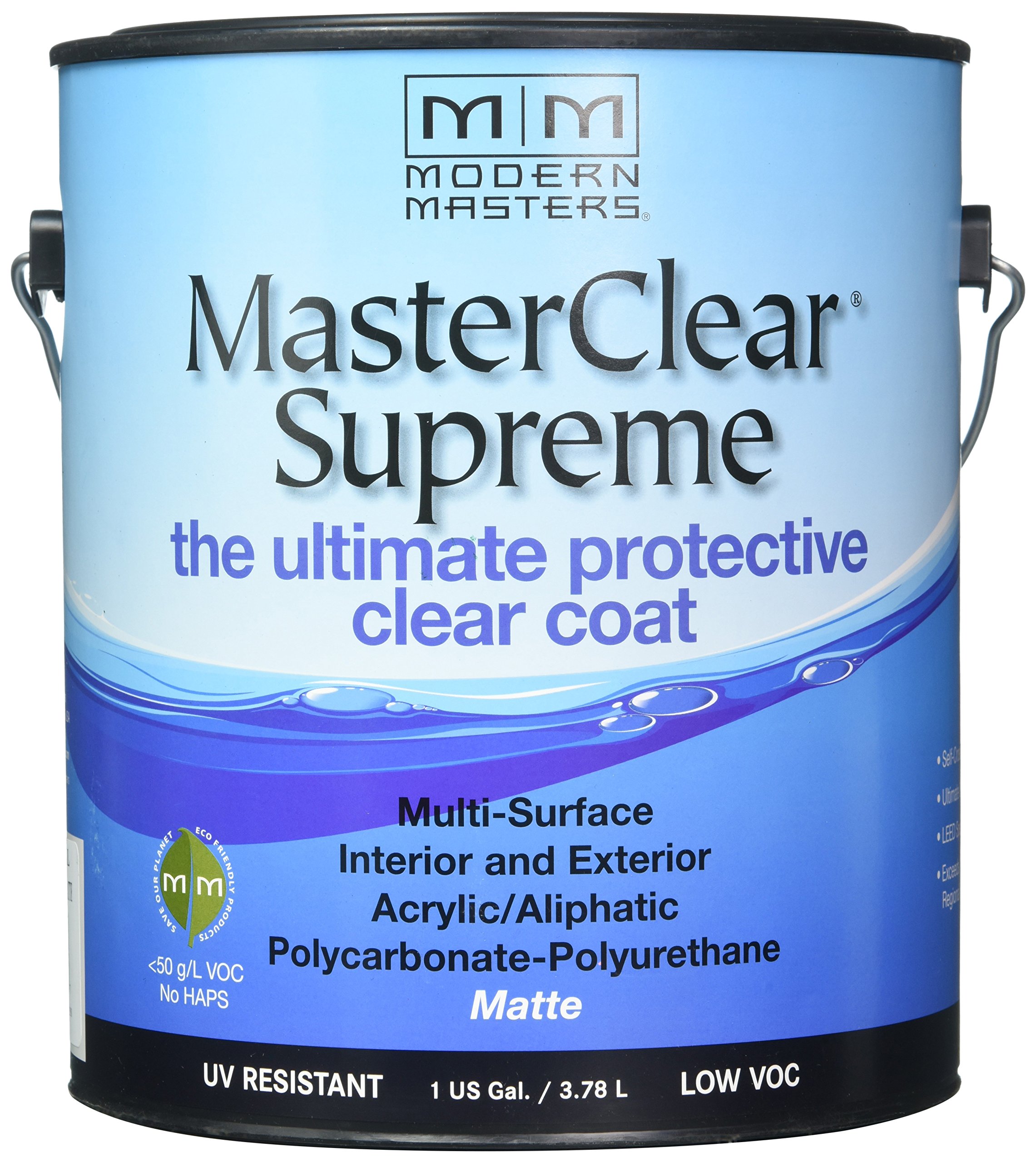 Modern Masters MCS901 Clear MasterClear Supreme Protective Matte Clear Coat - 1 Gallon | High-Performance Sealer for Wood, Metal & Concrete | Ideal for DIY Projects, Furniture Finishing & Outdoor Protection