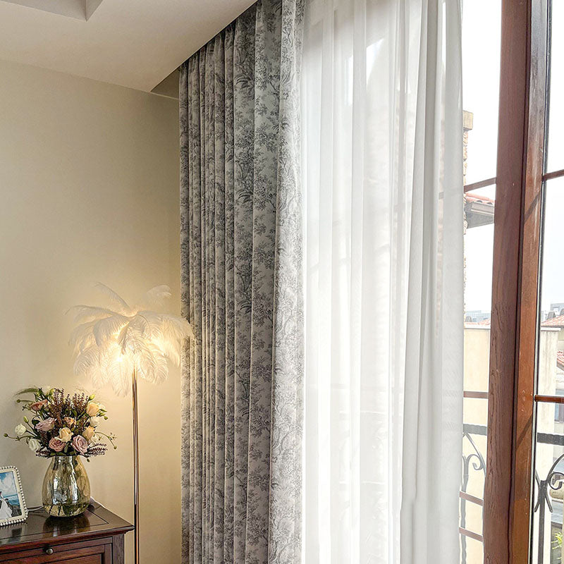Vanessa Chenille Deer in the Forest Jacquard Blackout Custom Curtains - Thermal Insulated Window Drapes for Living Room & Bedroom