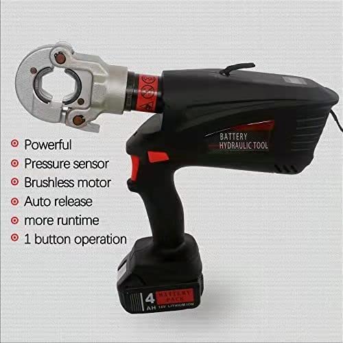 6 Ton Hydraulic Crimping Tool with Rechargeable Batteries - Electrical Terminal Cable Wire Tool Kit with 11 Dies - Professional Hydraulic Electrical Tools for DIY, Construction, and Industrial Applications