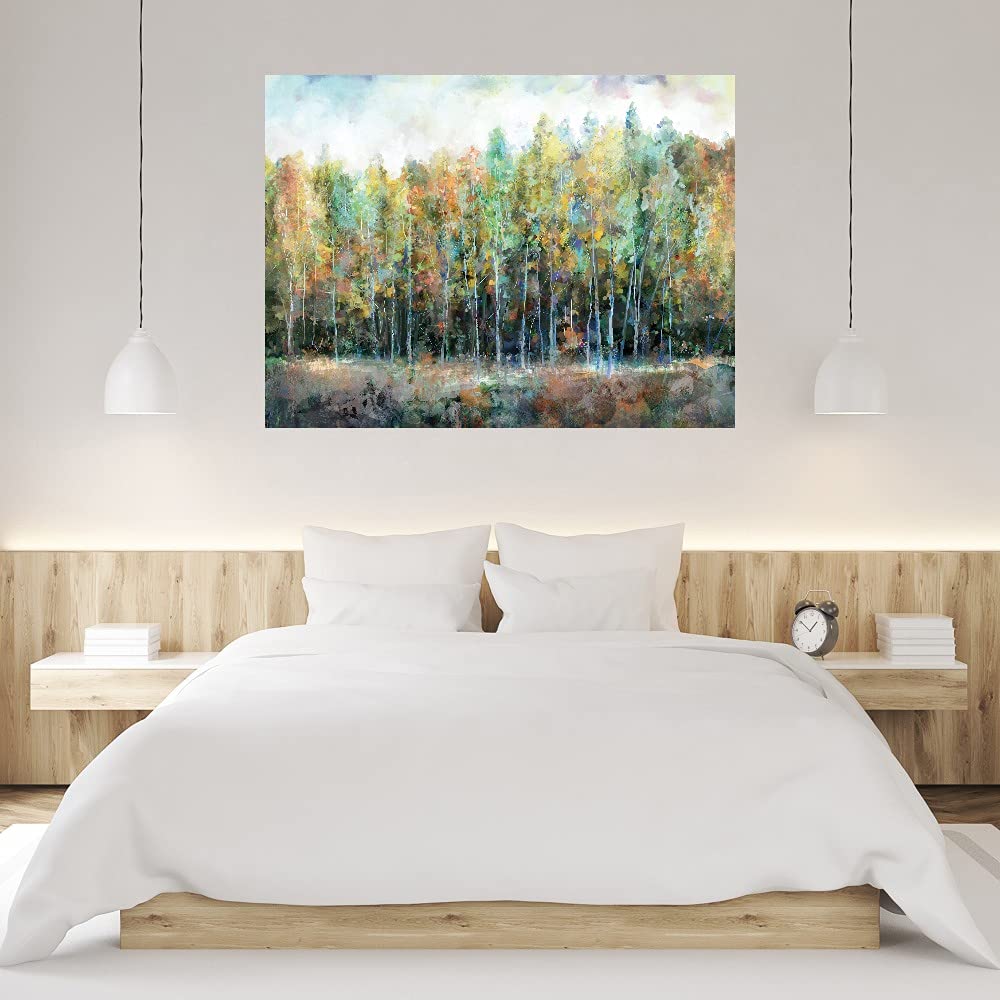 Prismatic Treeline Canvas Wall Art - Modern Fine Art Painting for Home & Office Decor - Ready to Hang 56x42 Inches - Perfect for Living Room, Bedroom, Bathroom, Kitchen, Office, Bar & Dining Room - Adds Elegance to Any Space