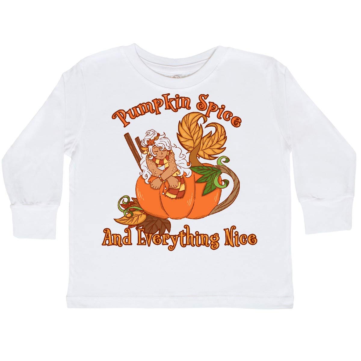 Inktastic Pumpkin Spice & Everything Nice Mermaid Print Toddler Long Sleeve T-Shirt - Cute Fall Outfit for Girls, Halloween Costume, Birthday Gift