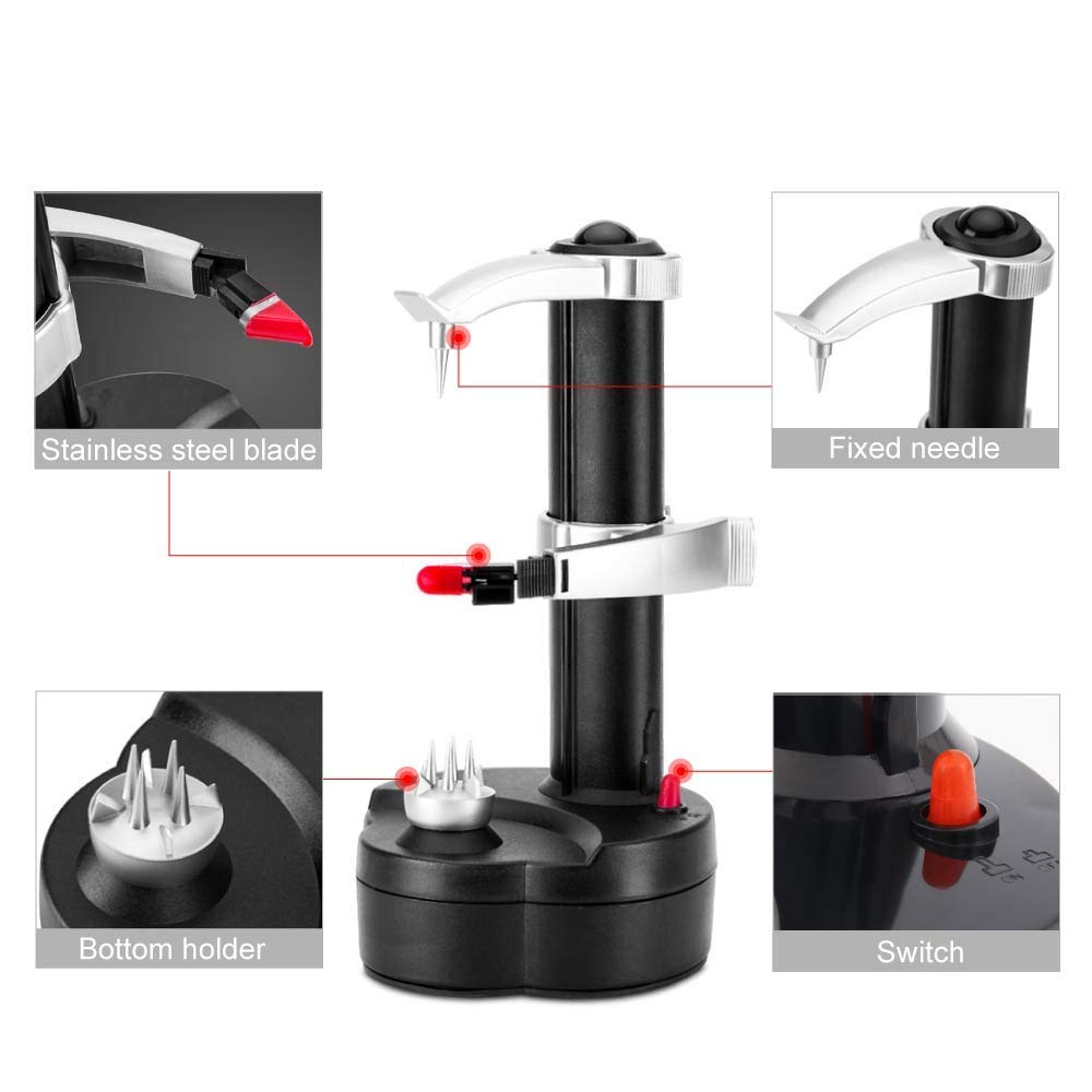 Automatic Electric Potato Peeler - Rotating Apple & Vegetable Peeling Machine for Kitchen - Efficient Fruit & Potato Cutter Tool - Perfect for Meal Prep, Home Cooking & Commercial Use