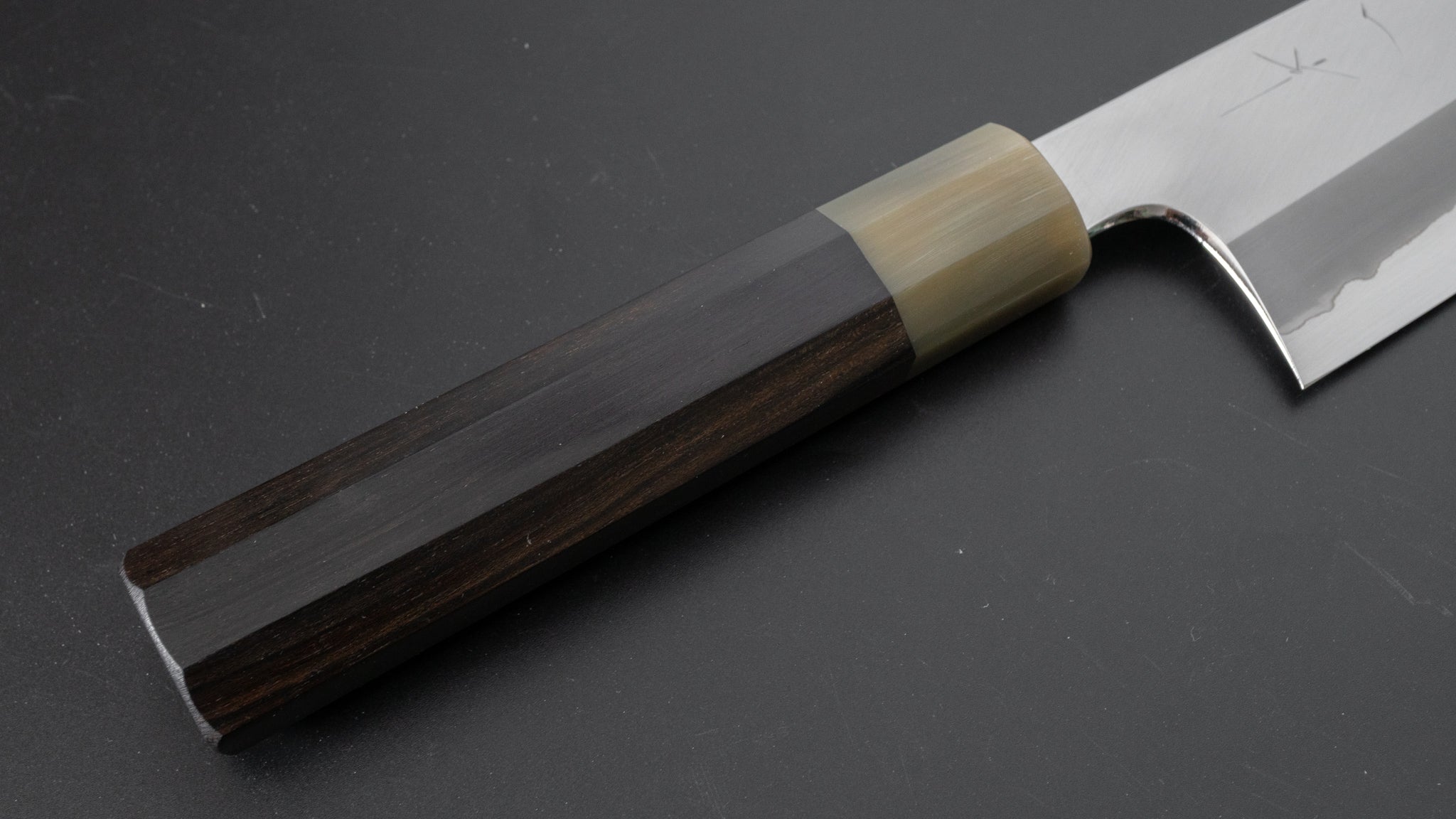 Premium Hitohira Togashi Blue #1 Stainless Clad Santoku Knife 180mm with Taihei Makassar Ebony Handle - Japanese Chef Knife for Professional Cooking, Slicing & Dicing Vegetables, Meat & Fish