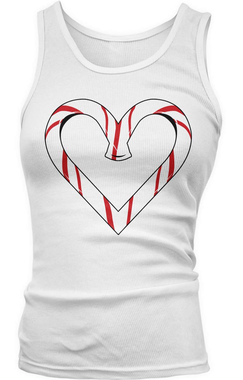 Amdesco Junior's Christmas Candy Cane Heart Tank Top - Festive Holiday Party Outfit for Girls | Cute Valentine's Day & Christmas Apparel for Teens