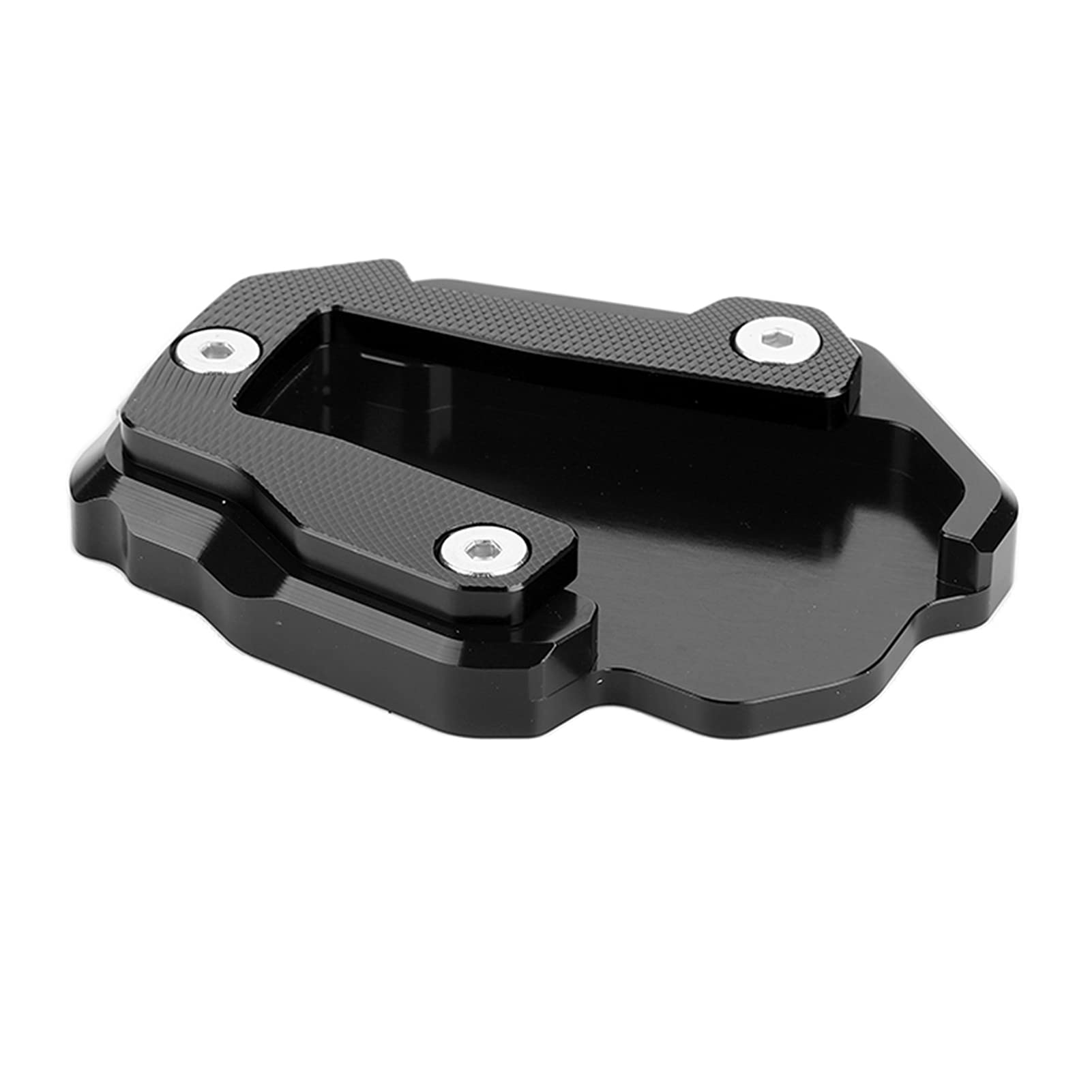 Durable Aluminum Alloy Motorcycle Kickstand Plate & Extender Pad - Anti-Corrosion Anodized Finish (Black) | Perfect for Parking on Soft Ground & Protecting Your Bike