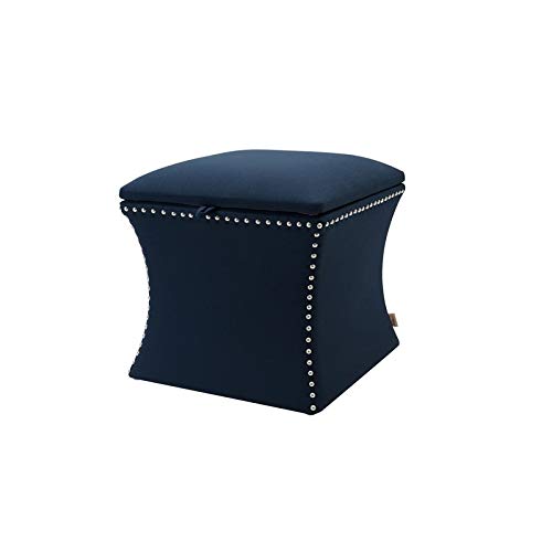 Midnight Blue Concaved Storage Ottoman - Perfect for Living Room & Bedroom