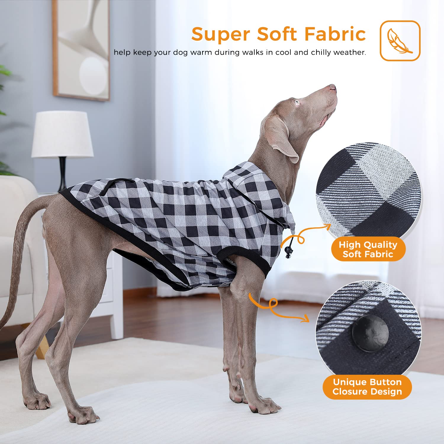 PAWZ Plaid Dog Sweater - British Style Windproof Pet Jacket for Small Medium Large Dogs | Winter Dog Coat for Outdoor Walking, Hiking & Cold Weather Protection (Gray, Small)
