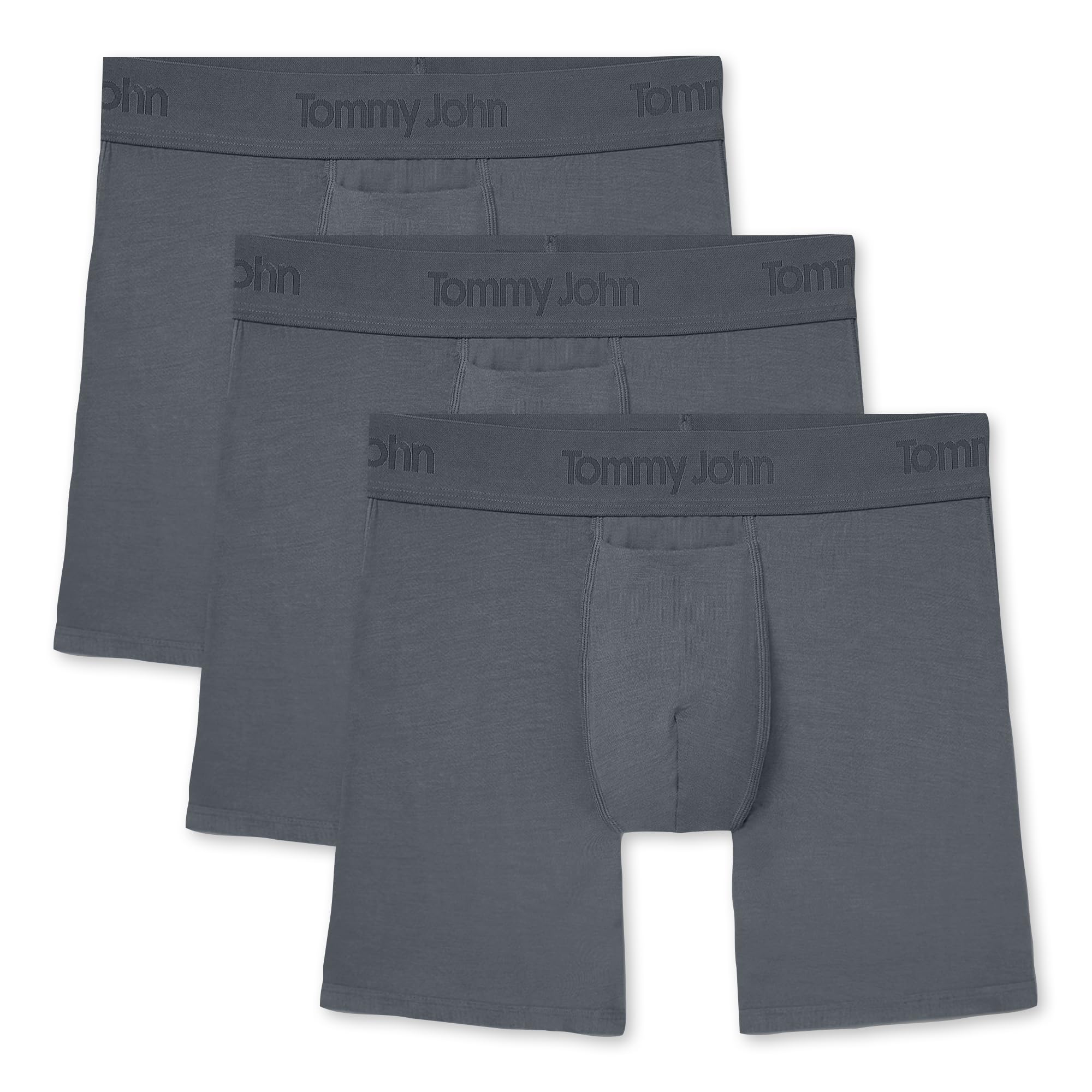Tommy John Men's Mid-Length Boxer Briefs - Ultra Soft Second Skin Fabric - 6 Inch Inseam with Contour Pouch & Quick Draw Fly - Comfortable Underwear for Workout, Travel & Everyday Wear