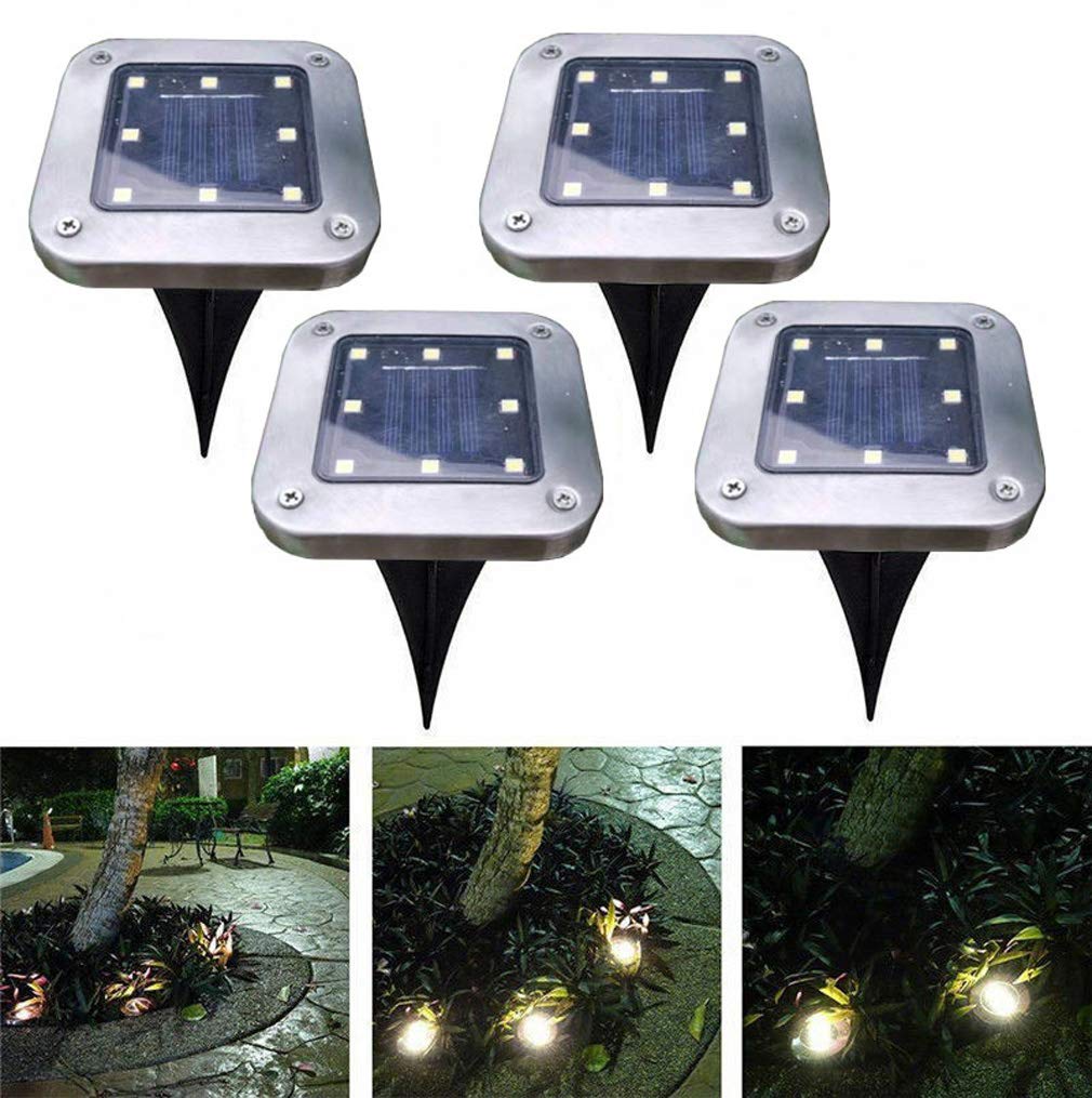 4 Pack LED Square Solar Buried Lights - Waterproof Outdoor Garden Lights for Walkway, Patio, Terrace, Pool & Landscape Lighting | Energy-Efficient Pathway Illumination for Nighttime Safety & Ambience