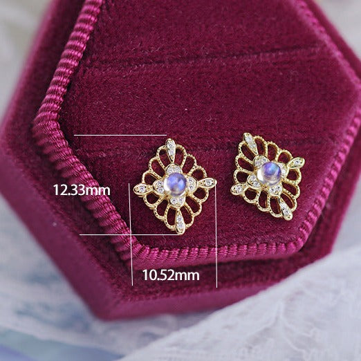 Vintage Moonstone Stud Earrings for June Birthstone – Hypoallergenic Sterling Silver Jewelry | Perfect Gift for Women, Birthday, Anniversary & Everyday Wear