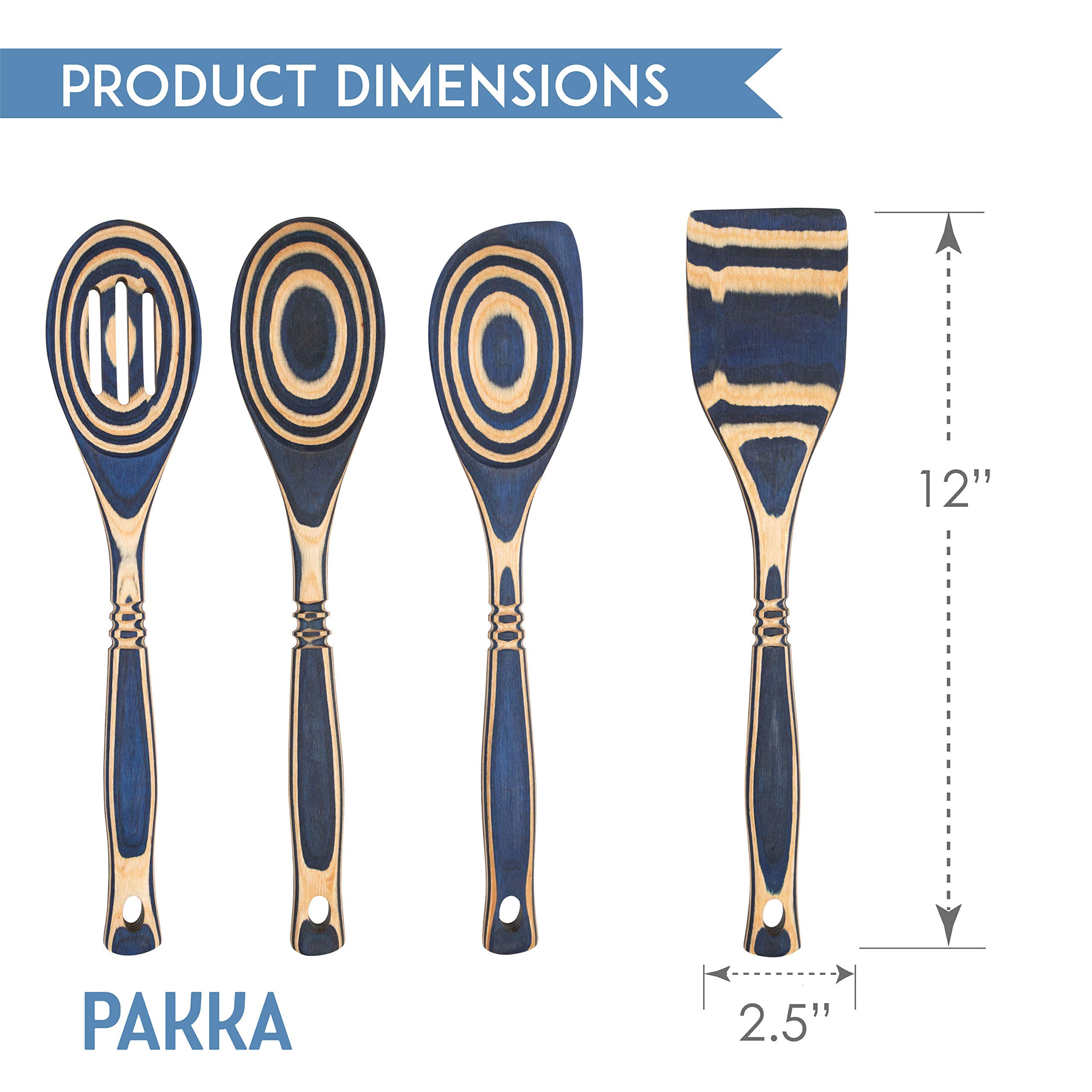 Pakkawood 6-Piece Kitchen Utensil Set - Heat Resistant & Non-Stick Spoons, Spatula & Measuring Spoons (13