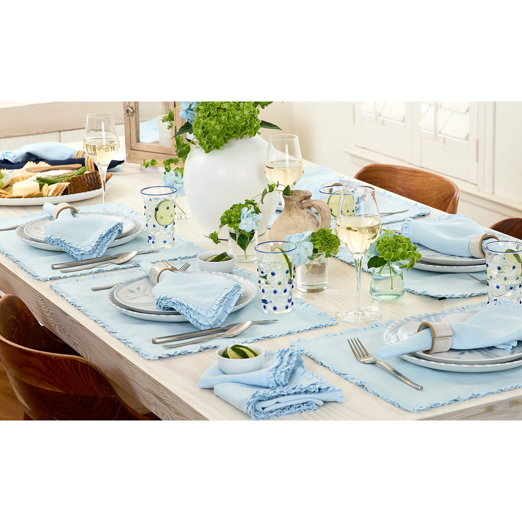 Juliette Ruffle Placemats Set of 4 - Elegant Table Decor for Dining Room, Kitchen, and Party Settings