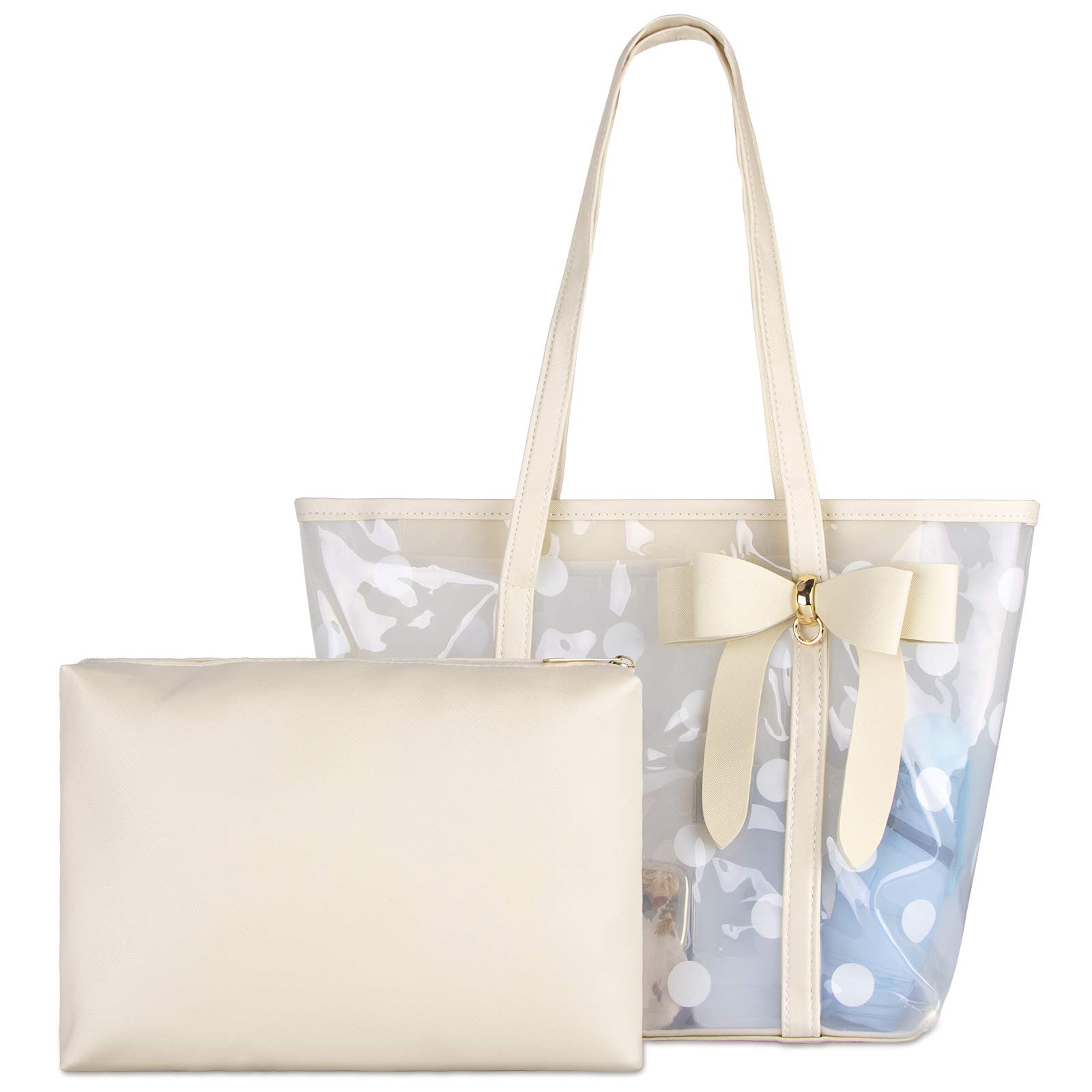 Waterproof PVC Clear Tote Bag for Women - Transparent Shoulder Handbag, Beach Bag, Shopping & Work Purse | Perfect for Beach Outings, Grocery Shopping & Office Commute