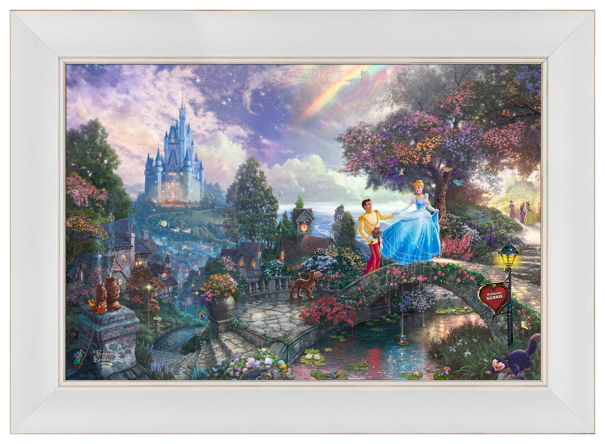Disney Cinderella Wishes Upon A Dream Personalized Framed Canvas Wall Art - Perfect for Bedroom, Nursery & Disney Princess Themed Decor