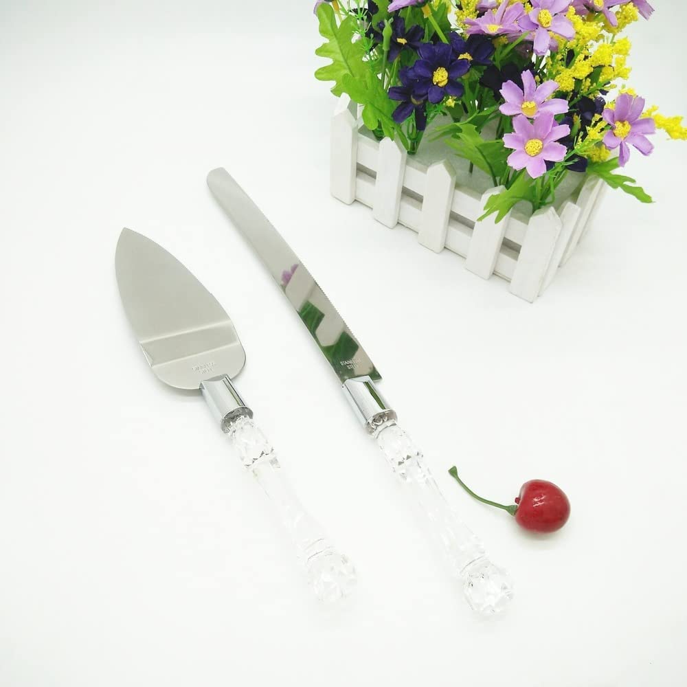 Premium Stainless Steel Wedding Cake Knife & Server Set - Elegant Cake Cutting Tool for Wedding Ceremonies, Anniversary Celebrations & Special Events - Comes in White Gift Box