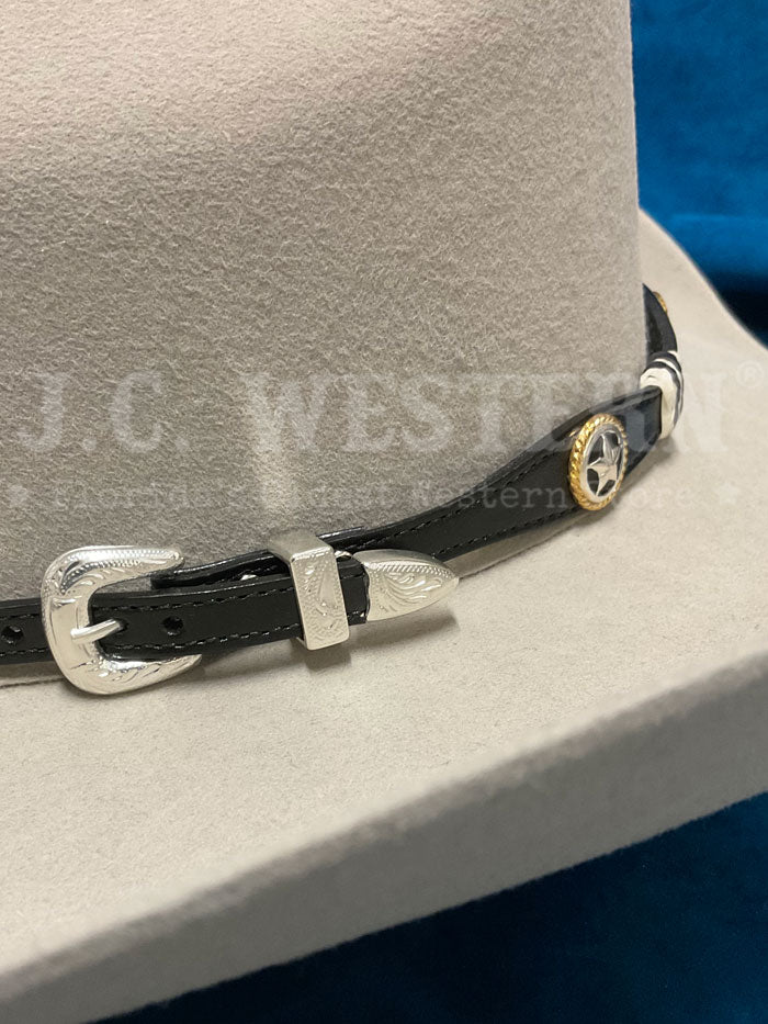 Fashionwest LC 26 2 BLK Stars Leather Hatband for Cowboy Hats - Black Western Style Hat Band for Men & Women - Perfect for Rodeo, Country Music Festivals and Western Fashion