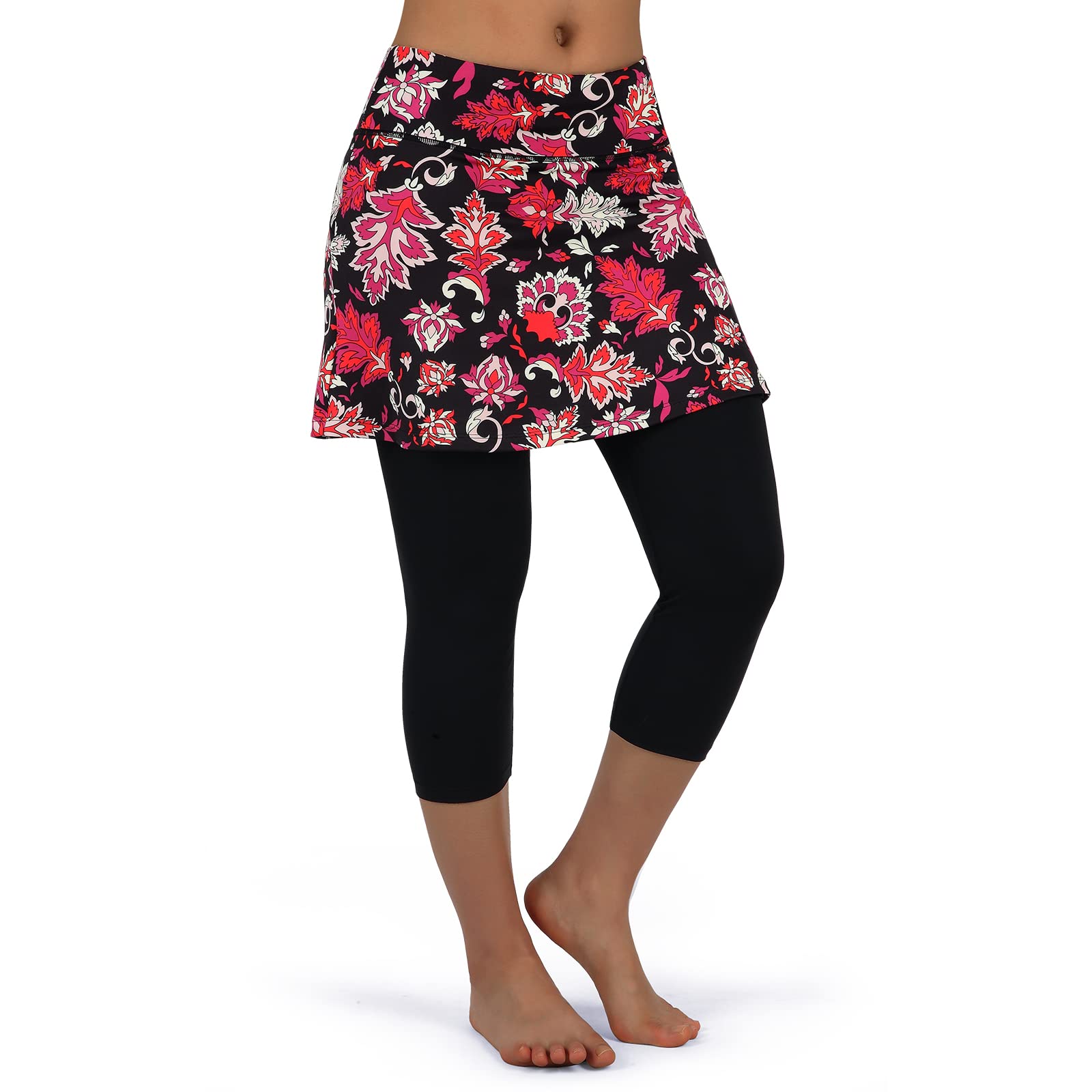 ANIVIVO Women's Tennis Skirted Leggings with Pockets - High Waist Yoga Capri Pants with Built-in Skirt for Pickleball, Running & Workout - Breathable Athletic Wear for Women