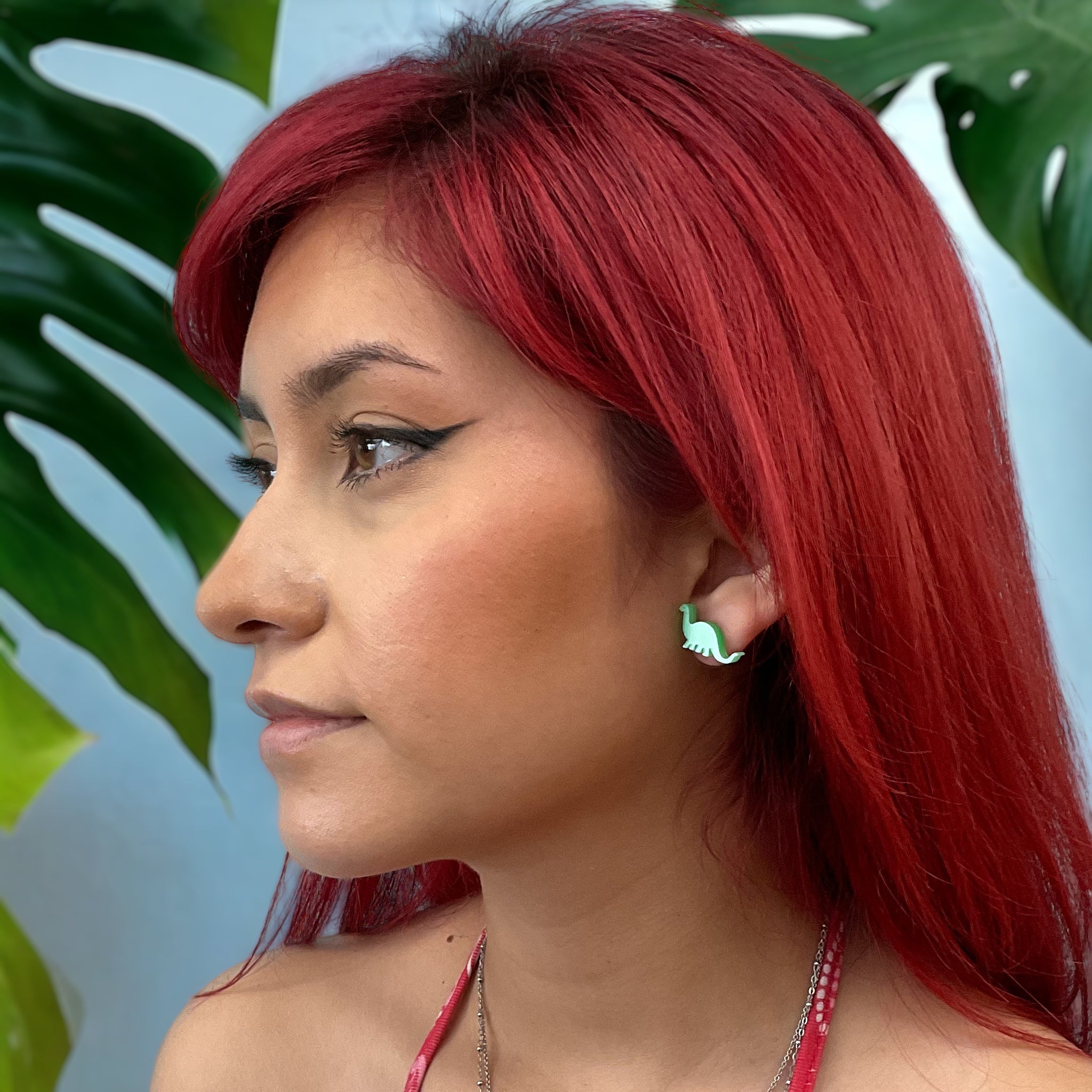 Elegant Pearl Green Brontosaurus Dinosaur Earrings for Women - Perfect for Casual Wear, Parties & Gifts
