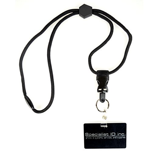 100 Pack Heavy Duty Breakaway Lanyard with Detachable Key Ring - Adjustable Round Neck Badge Holder & Quick Release Clip - Secure Key Card Access for Work, Events & Conventions (Black)