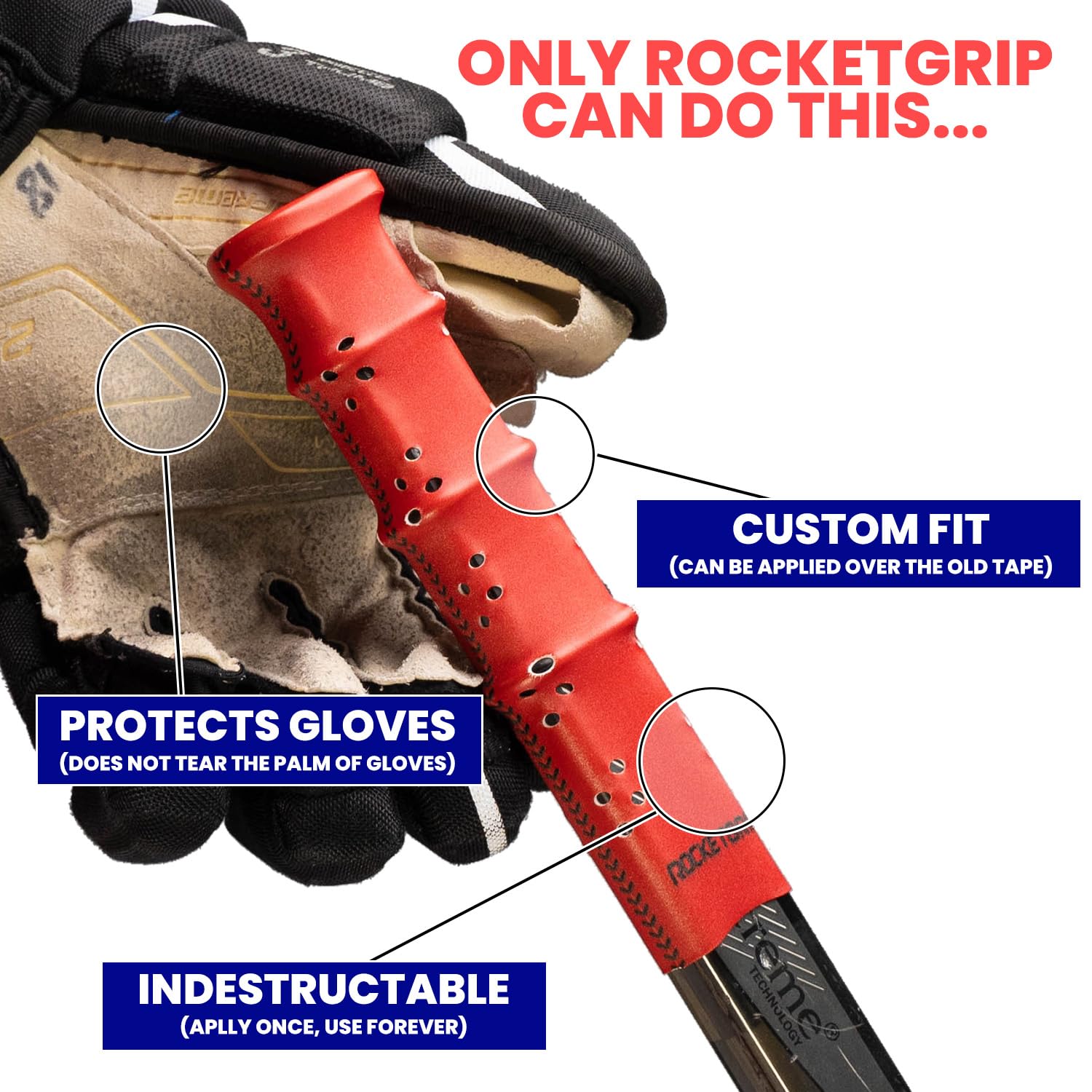 ROCKETGRIP Personalized Hockey Stick Grip Tape 2-Pack - Durable Premium Replacement Grip for Ice Hockey - Easy Installation for Adults & Kids - Perfect for Practice & Game Day Performance