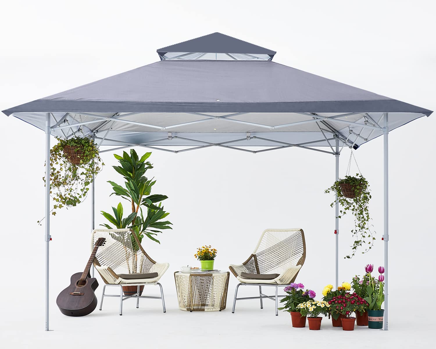 COOSHADE 13x13Ft Pop Up Canopy Tent - Instant Folding Shelter with 169 Sq Ft Coverage - Light Gray Outdoor Sun Shade for Camping, Beach, Picnics & Backyard Parties