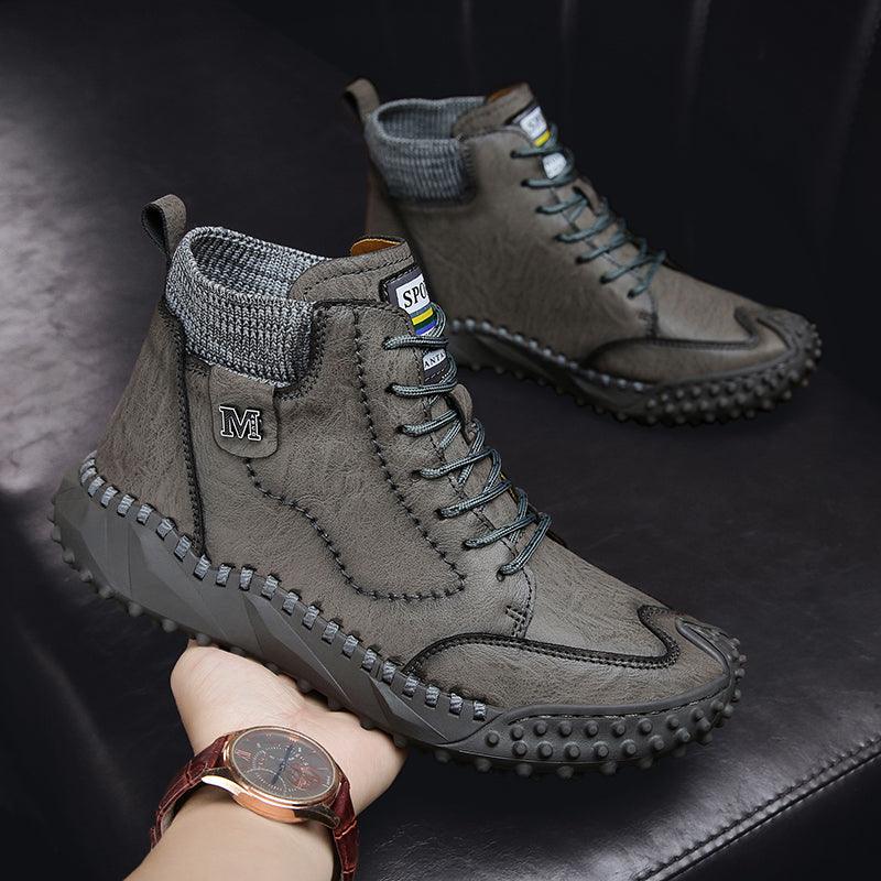 Lovevop Women's Casual Platform High Top Leather Boots - Stylish & Comfortable for Everyday Wear, Walking, and Outdoor Activities