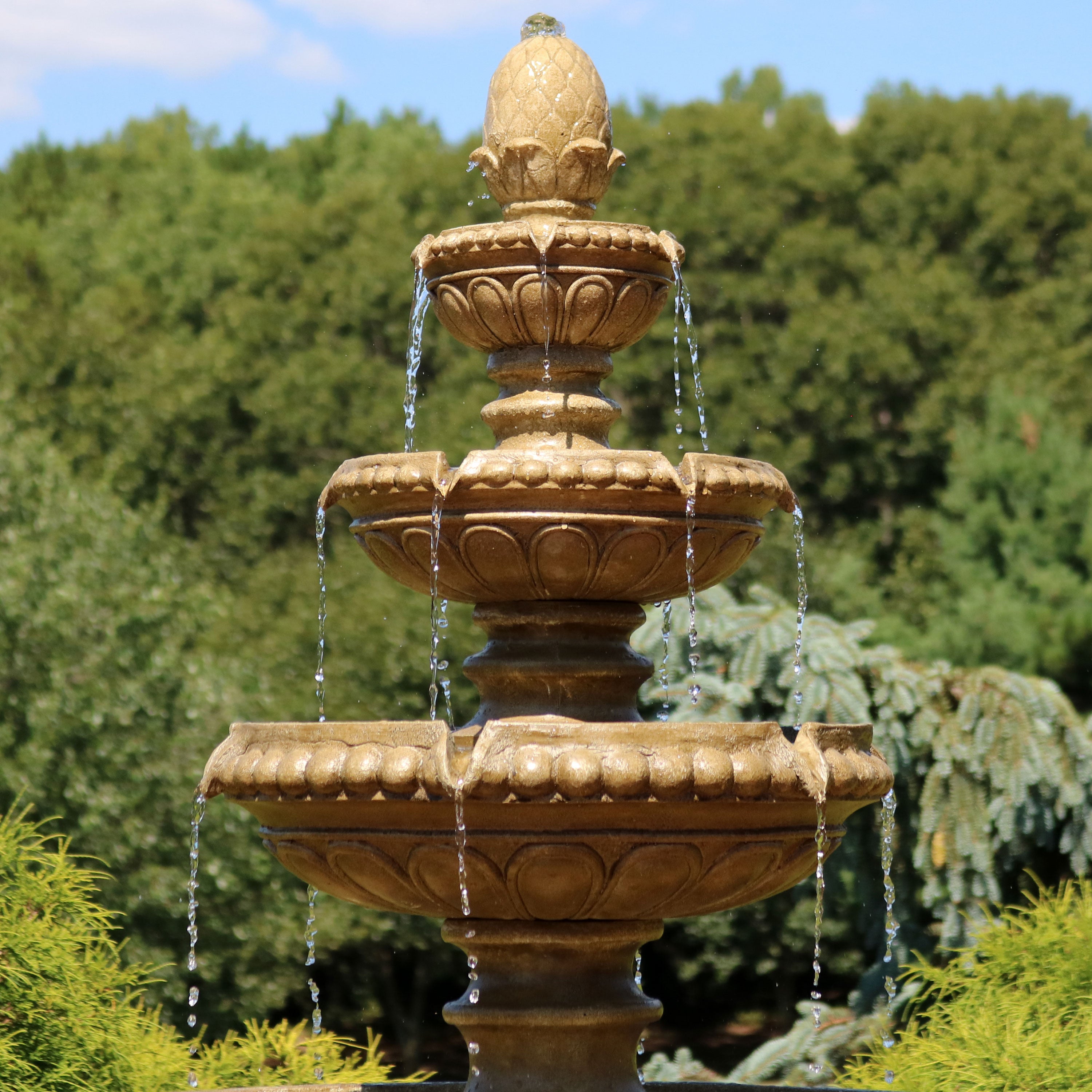 Large 4-Tier Outdoor Water Fountain with LED Lights - 65