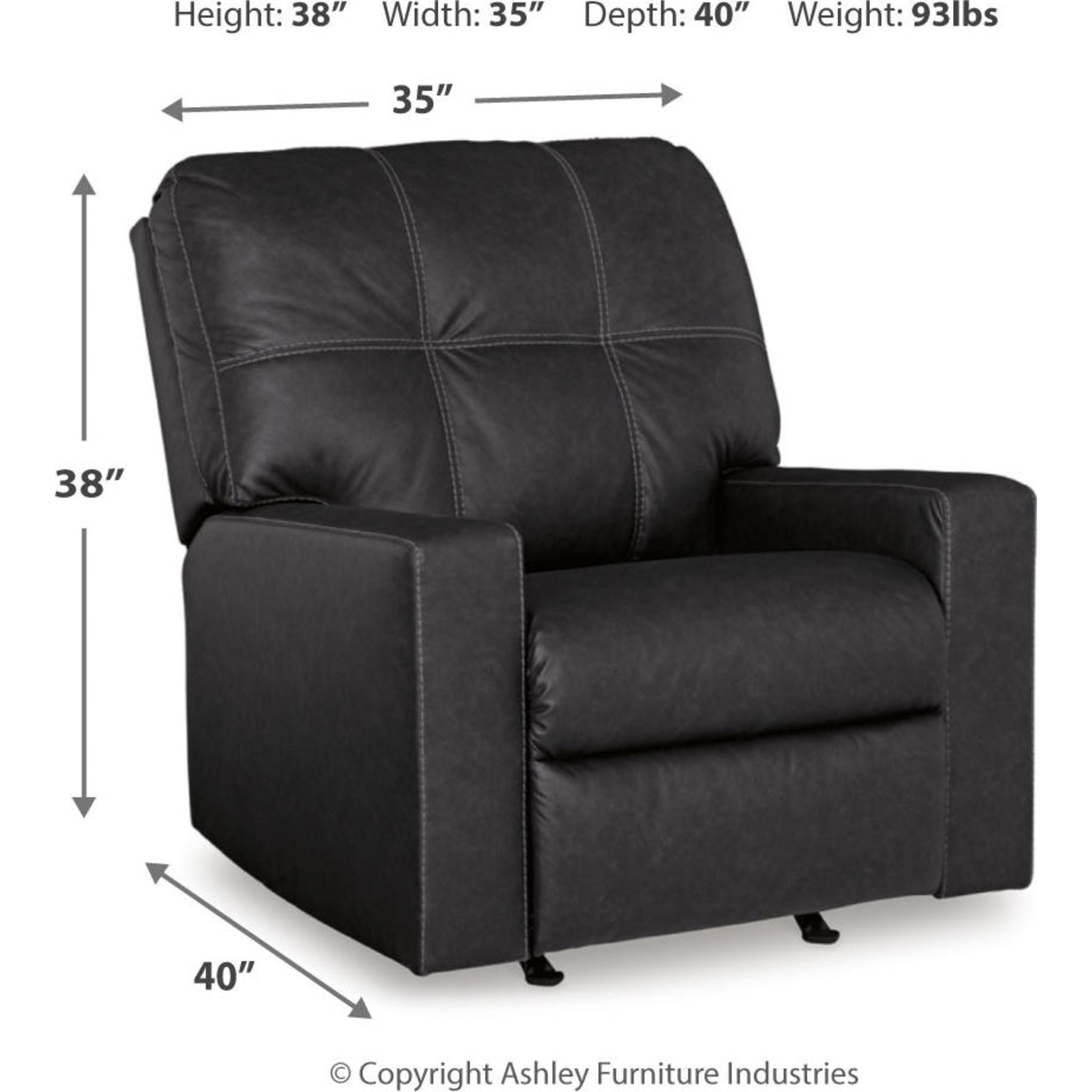 Barlin Mills Rocker Recliner Chair - Comfortable Leather Living Room Reclining Chair with Padded Armrests and Lumbar Support - Perfect for Relaxing, Watching TV or Napping in Your Home Theater, Bedroom or Office