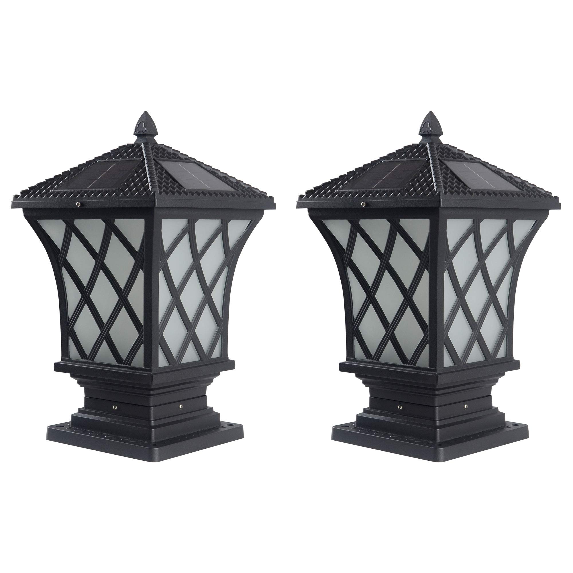 Kendal Large Outdoor Solar LED Lamp Post Light - Water-Resistant Solar Powered Pillar Light for Garden, Pathway, Driveway (2-Pack) - Perfect for Landscape Lighting & Nighttime Safety