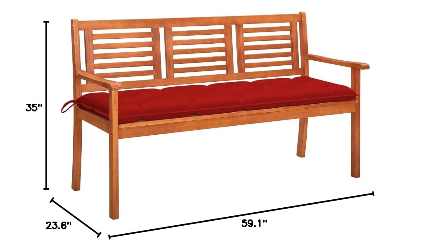 SKM 3-Seater Patio Bench with Cushion - 59.1