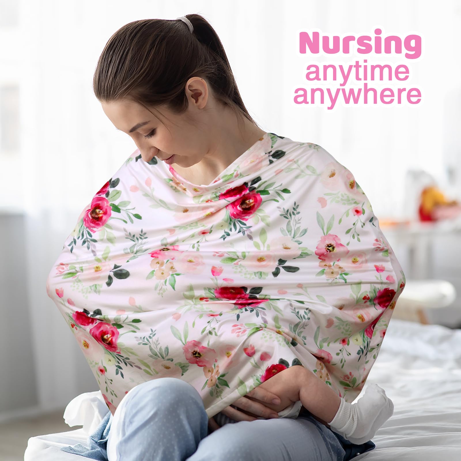 Rquite Baby Car Seat Cover - Stretchy, Breathable Infant Car Seat Canopy for Boys & Girls - Universal Nursing Cover for Breastfeeding - Multi-Use for Car Seat, Carrier & Stroller - Perfect for Travel, Shopping & Outdoor Adventures