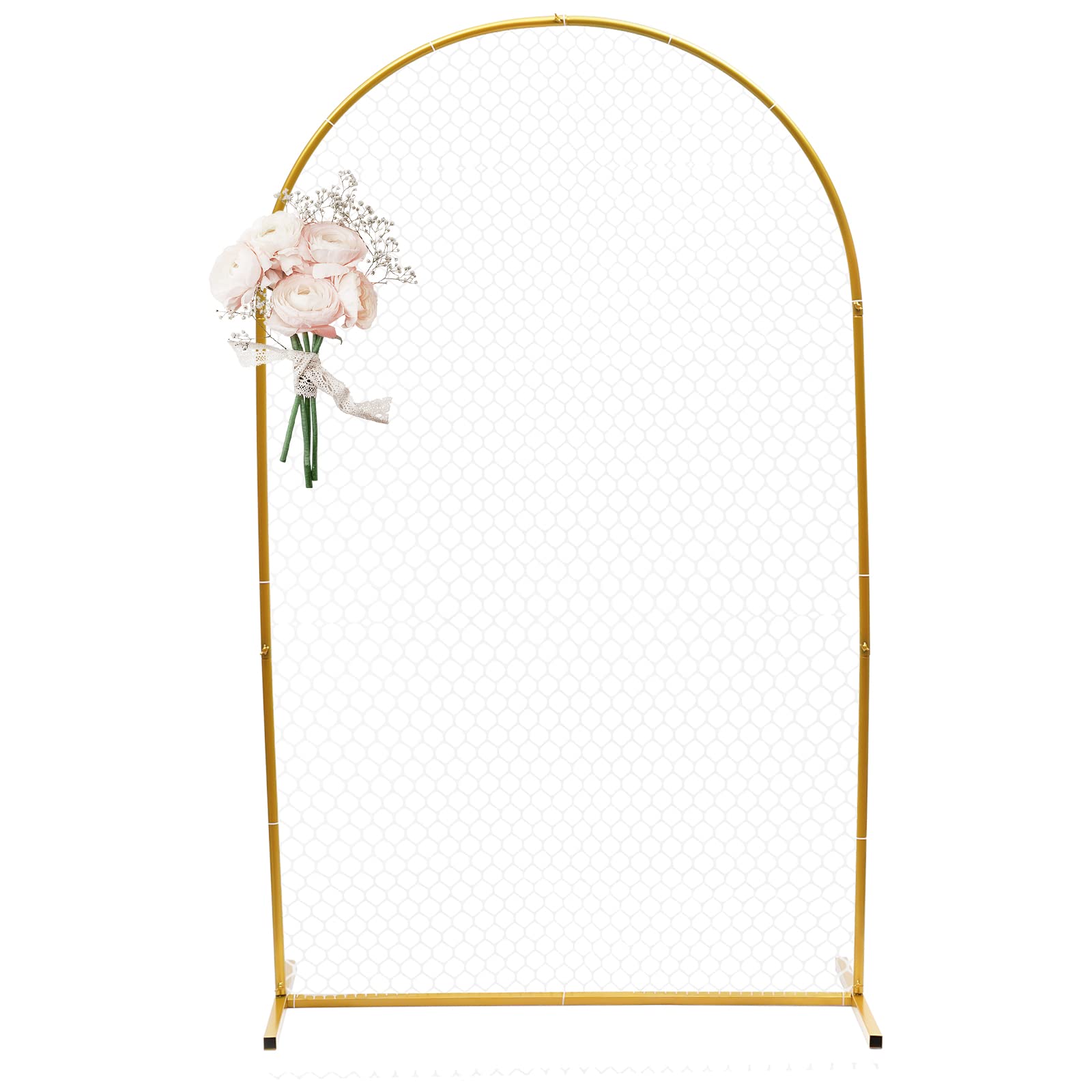 3.9 ft x 6.5 ft Modern Gold Square Wedding Arch - Sturdy Iron Metal Arbor Frame for Outdoor Weddings, Parties & Events - Perfect for Garden, Beach & Backyard Ceremonies