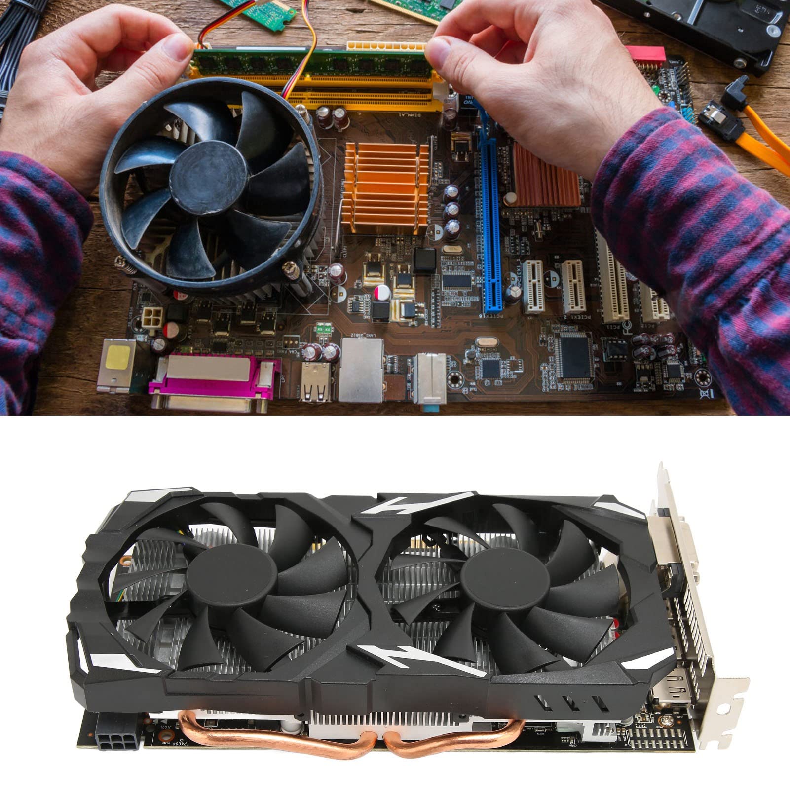 Bewinner RX580 8GB GDDR5 256-bit Gaming Graphics Card with Dual Fans (1284/7000MHz) - HDMI & 3x DP Ports for PC Gaming, Video Editing & Cryptocurrency Mining | High Performance Desktop GPU for Gamers & Content Creators