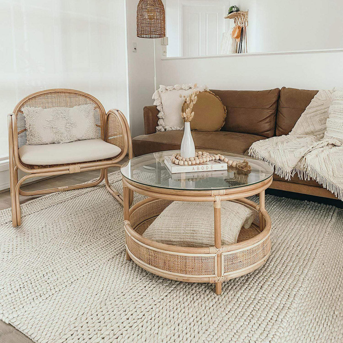 Fleur Braided and Looped Rug - Soft Boho Chic Area Rug for Living Room, Bedroom, Nursery | Non-Slip Durable Floor Mat for Home Decor