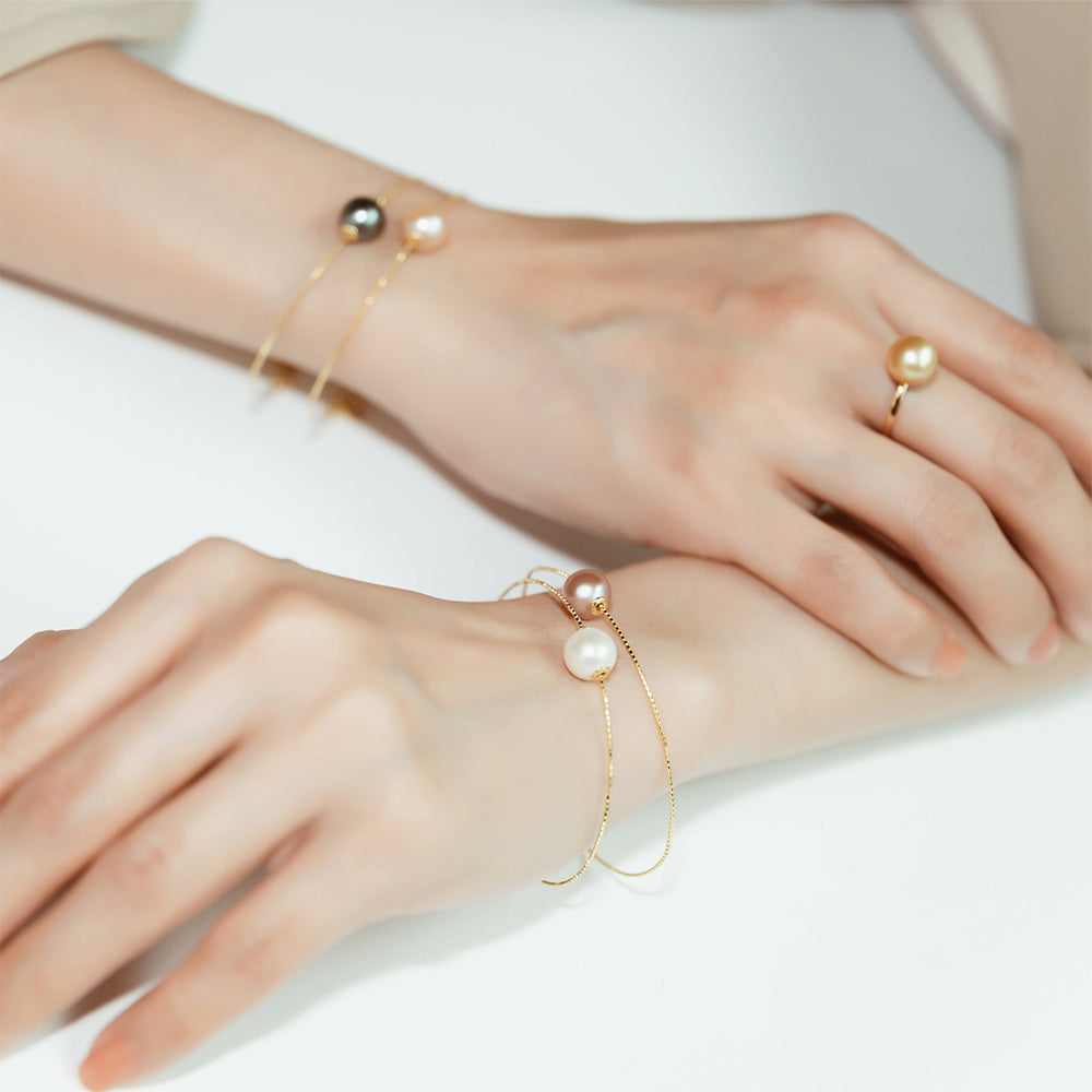18K Gold Adjustable 7.5-8MM Akoya Pearl Bracelet KB00007 | Elegant Pearl Jewelry for Women, Perfect Gift for Anniversary, Wedding & Special Occasions