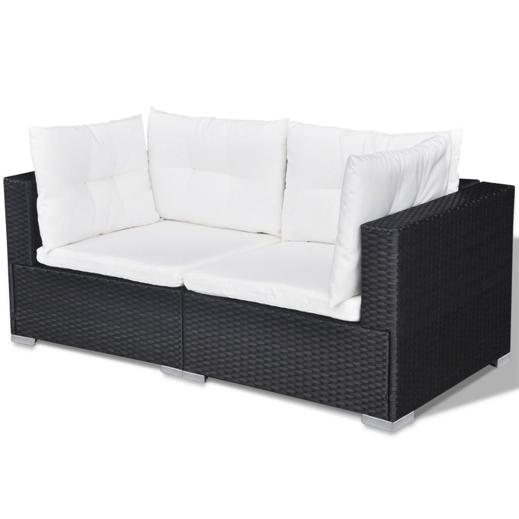 **10-Piece All-Weather PE Wicker Outdoor Patio Furniture Set - Black Poly Rattan Sectional Sofa with Cushions - Perfect for Garden, Poolside & Backyard Relaxation**