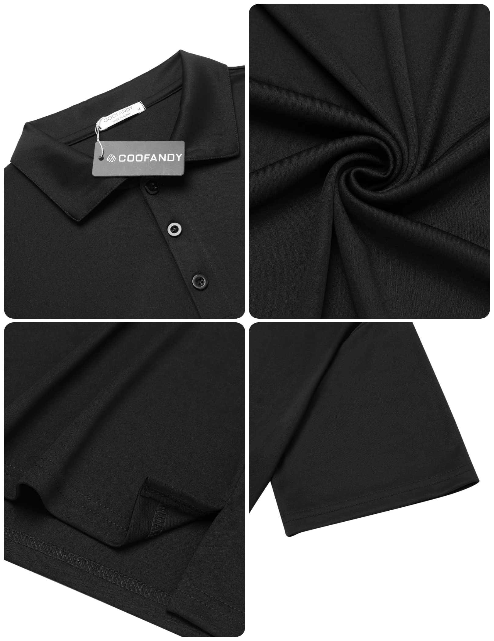 COOFANDY Men's Quick Dry Golf Polo Shirt - UPF 50+ Sun Protection, Moisture Wicking, Lightweight Short Sleeve Performance Shirt for Golf, Tennis & Outdoor Activities