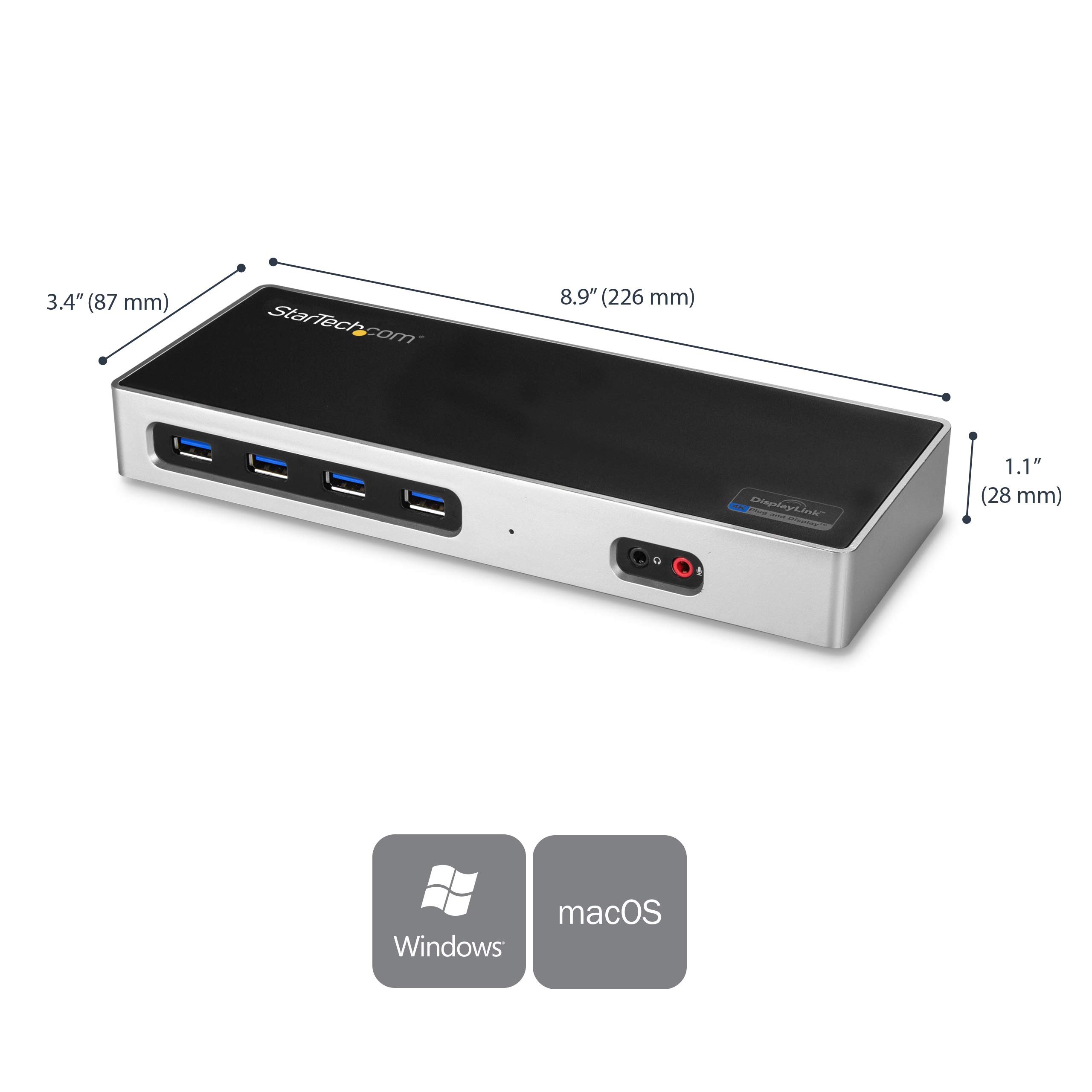 StarTech.com Dual 4K Docking Station with USB-C & USB-A 3.0 - Dual Monitor HDMI & DisplayPort Laptop Dock for Mac & Windows (DK30A2DH) - Perfect for Home Office & Remote Work Setup