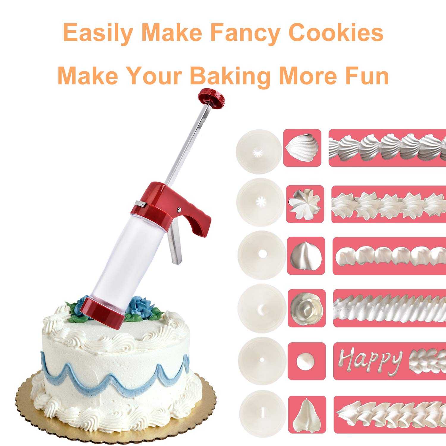 Cookie Press Gun Kit - 16 Cookie Discs & 6 Nozzles for Homemade Cookies, Biscuits, and Churros | Perfect for Holiday Baking, Party Treats, and DIY Dessert Making