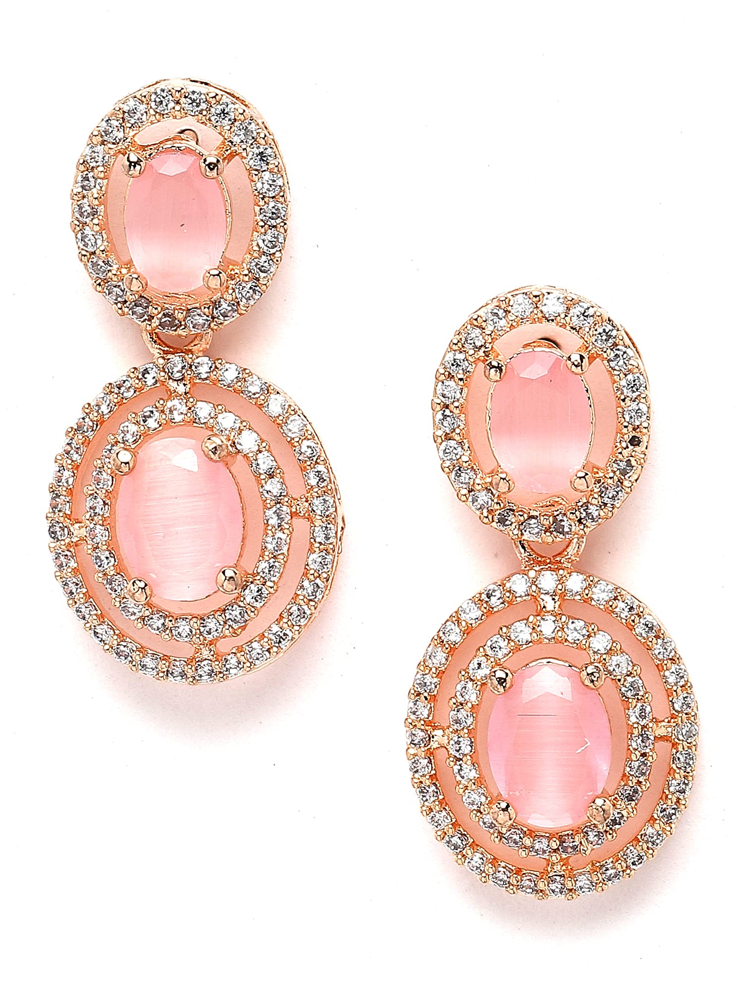 Karatcart Pink CZ Studded Rose Gold Plated Necklace Set for Women | Elegant Jewelry Gift for Valentine's Day, Anniversary & Special Occasions