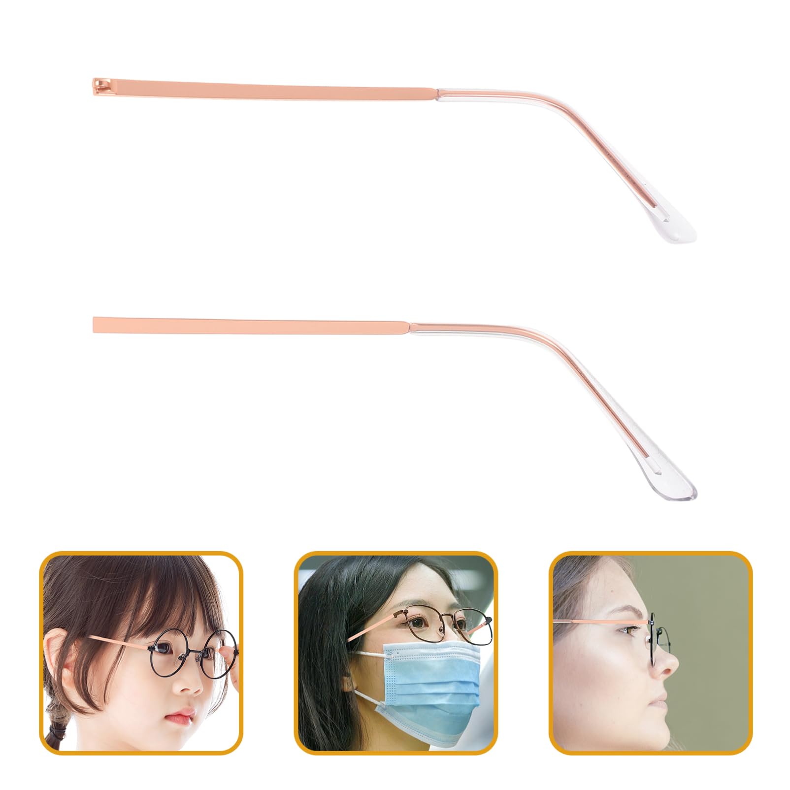 Lurrose 1 Pair Glasses Replacement Arms - Metal Resin Temple Tips with Ear Hooks for Secure Fit | Glasses Repair Accessories for Broken Frames, Comfortable Eyewear Support (Ideal for Reading, Driving & Daily Use)