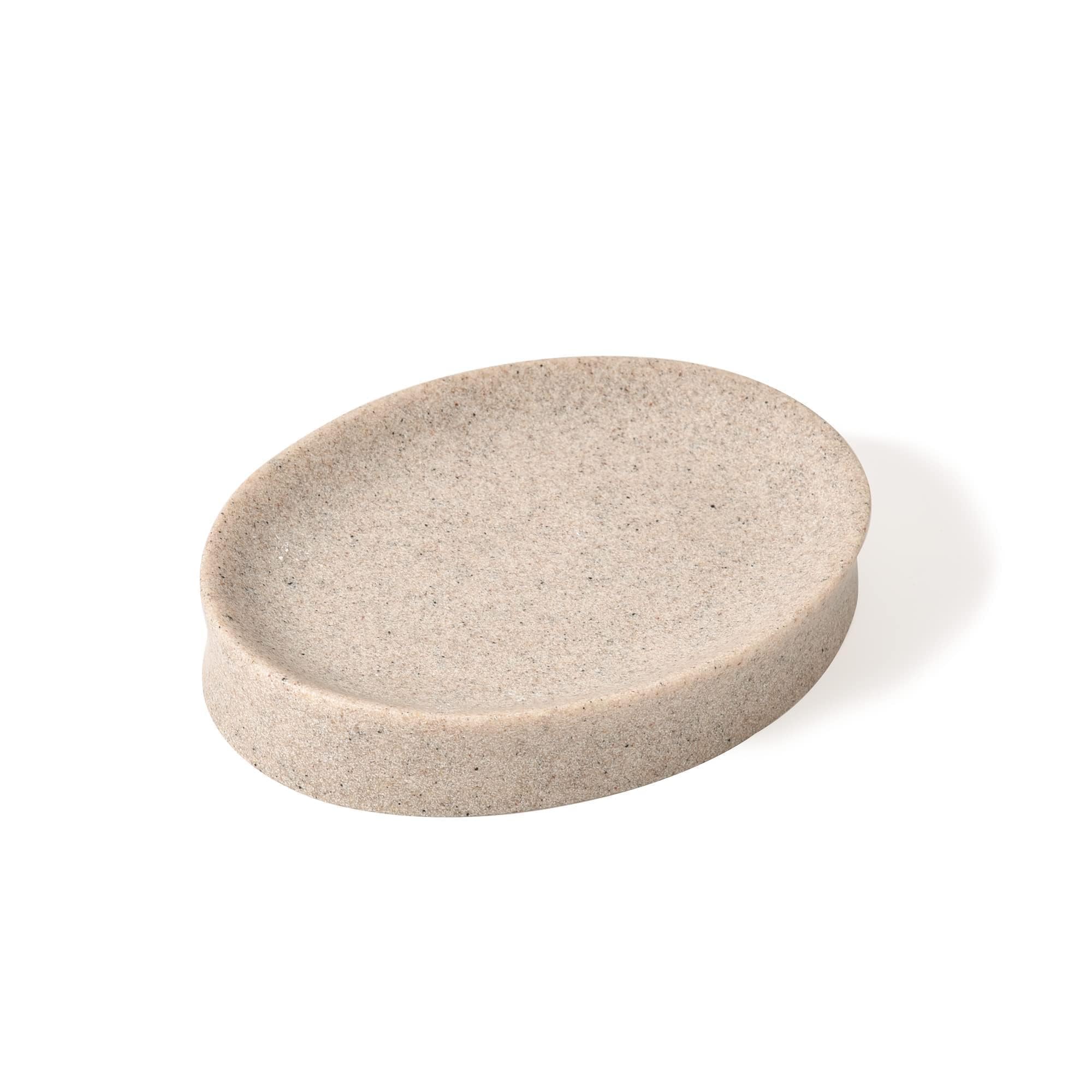 IMEEA Resin Soap Dish Tray - Non-Slip Bathroom & Kitchen Soap Holder for Shower, Sink Counter - Beige - Perfect for Organizing Bar Soaps, Sponges & Beauty Products