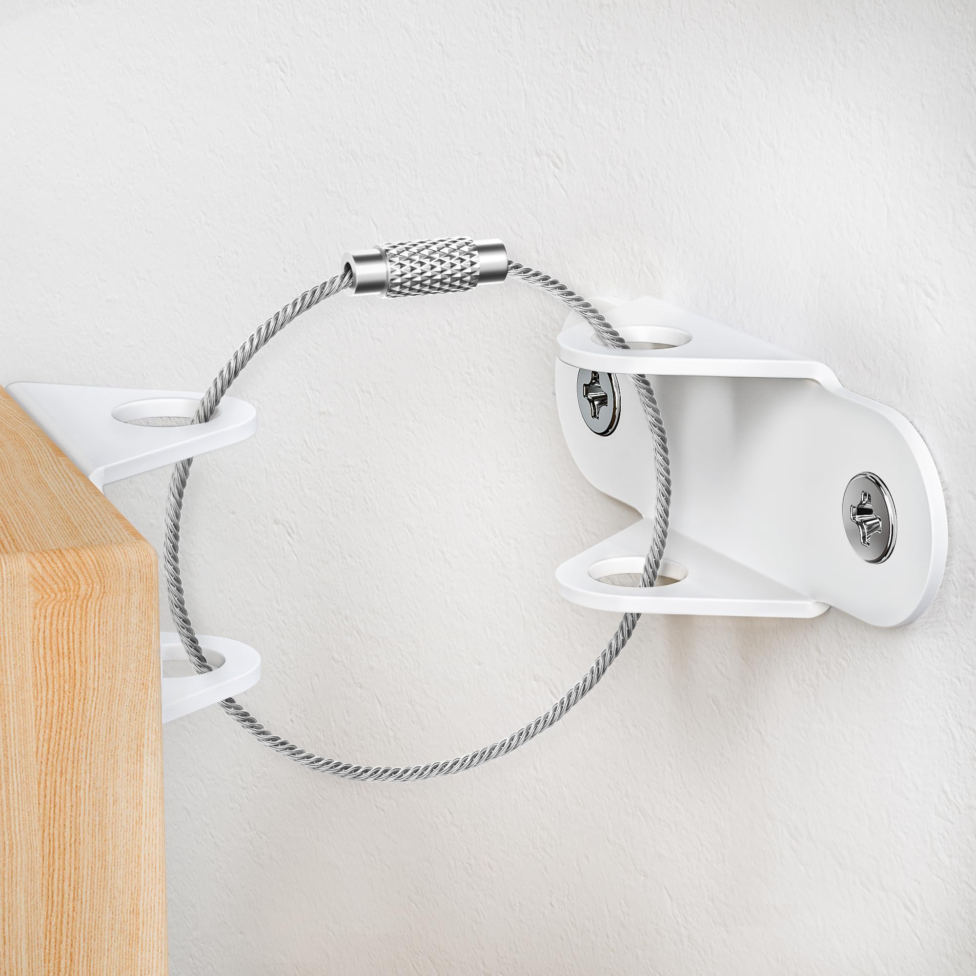 EastLink 6-Pack Baby Proofing Furniture Anchors - 400 LBS Capacity Anti-Tip Straps for Child & Pet Safety - Heavy Duty Metal Wall Anchors for Earthquake Protection (White) - Perfect for Nursery, Living Room & Home Security