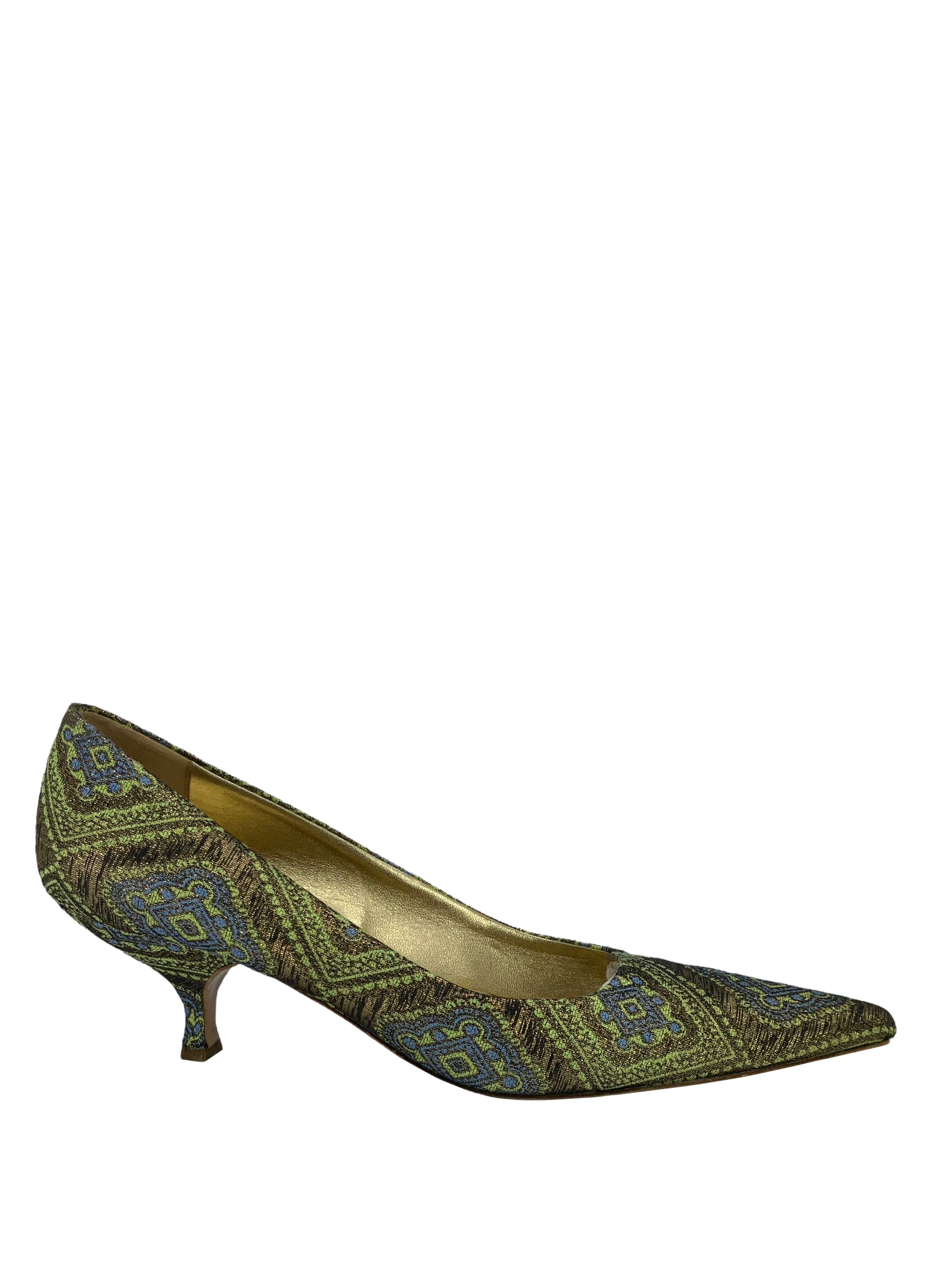 Prada Jacquard Printed Pumps Women's Shoes Size 8.5 - Elegant Heels for Office, Party & Special Occasions