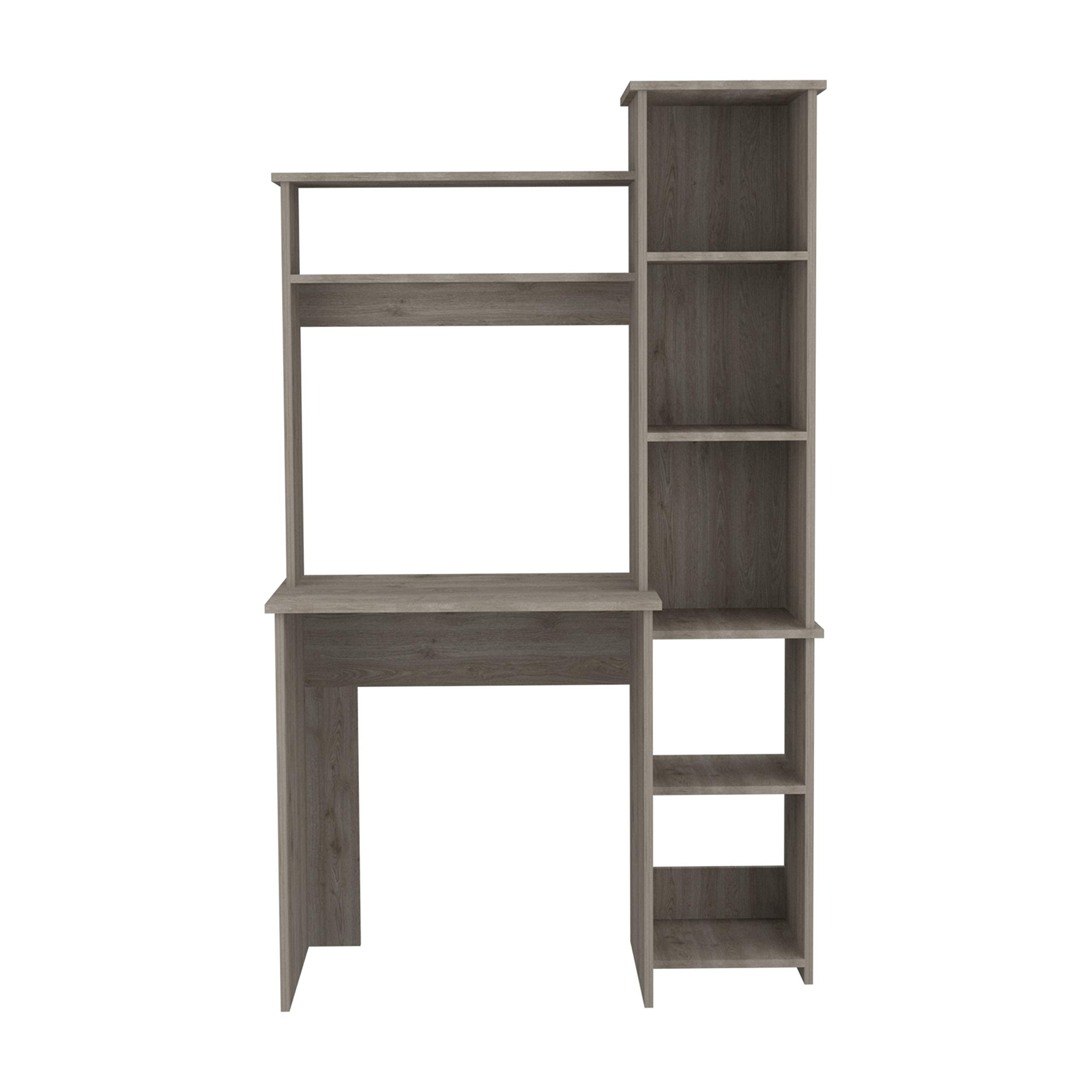 Aramis 5-Shelf Office Desk with 2 Premium Shelves, Light Gray, 63.9