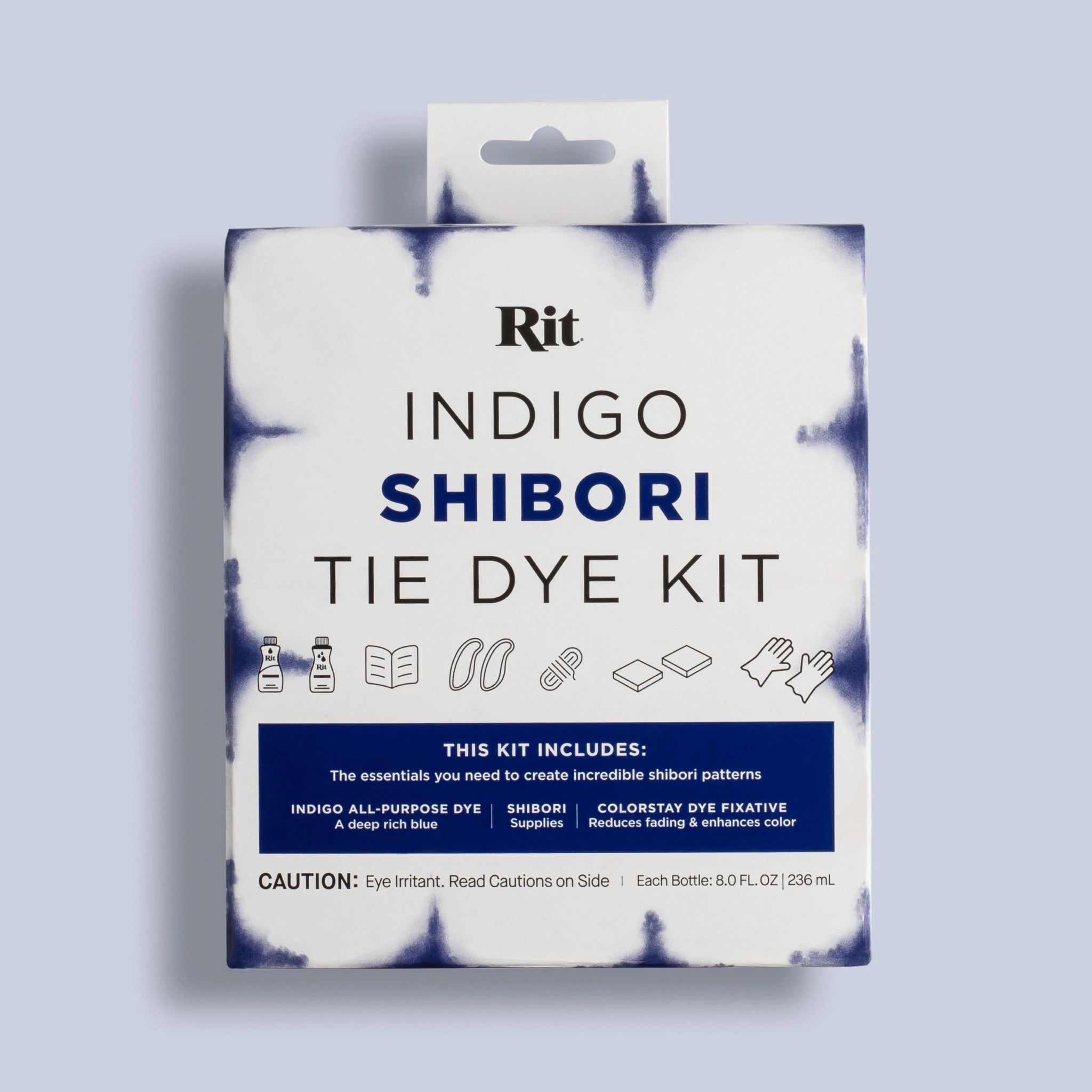RIT Indigo Shibori Tie Dye Kit for DIY Fabric Dyeing - Create Unique Patterns on T-Shirts, Scarves & Home Decor