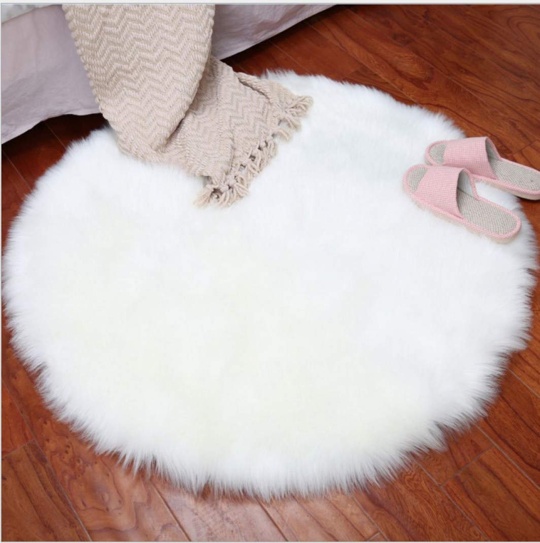 Soft Round Plush Shaggy Area Rug - Cozy Floor Carpet for Bedroom, Nursery, Living Room | Warm Winter Decor for Bay Window, Chair Pad & Home Comfort
