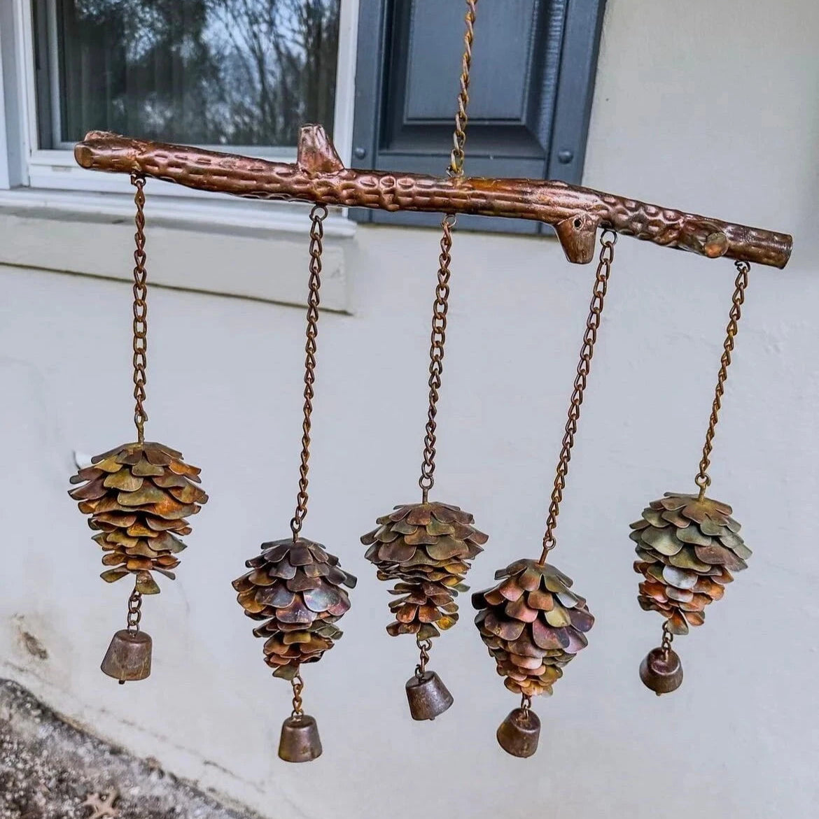 Handmade Pine Cone Wind Chime - Natural Wood Outdoor Decor for Garden, Patio & Porch - Soothing Wind Sounds for Relaxation & Meditation