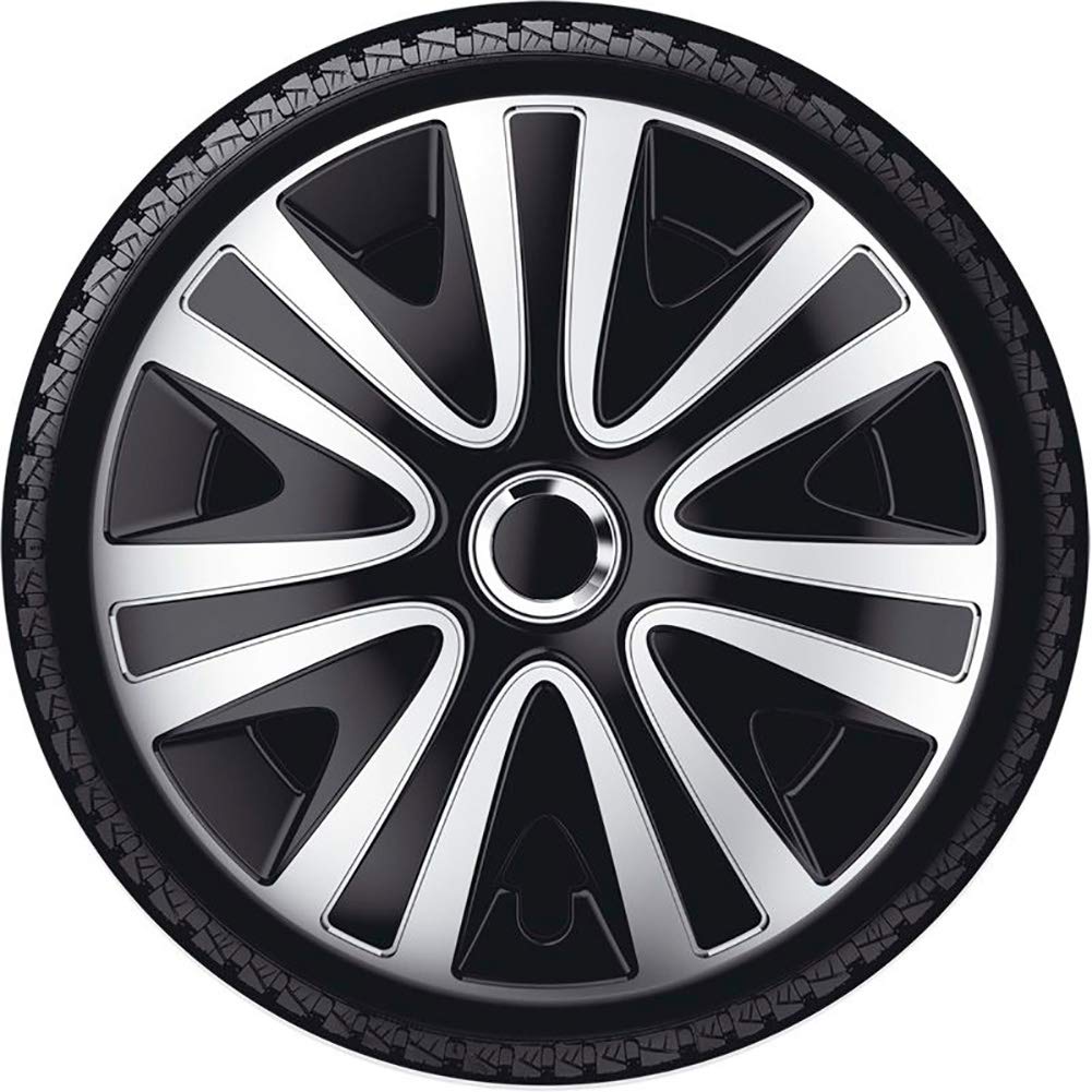 16-Inch Rialto Pro Silver/Black Wheel Covers Set - Durable Alloy Wheel Protectors for Cars, SUVs & Trucks - Enhance Style & Prevent Scratches for Daily Driving & Off-Road Adventures
